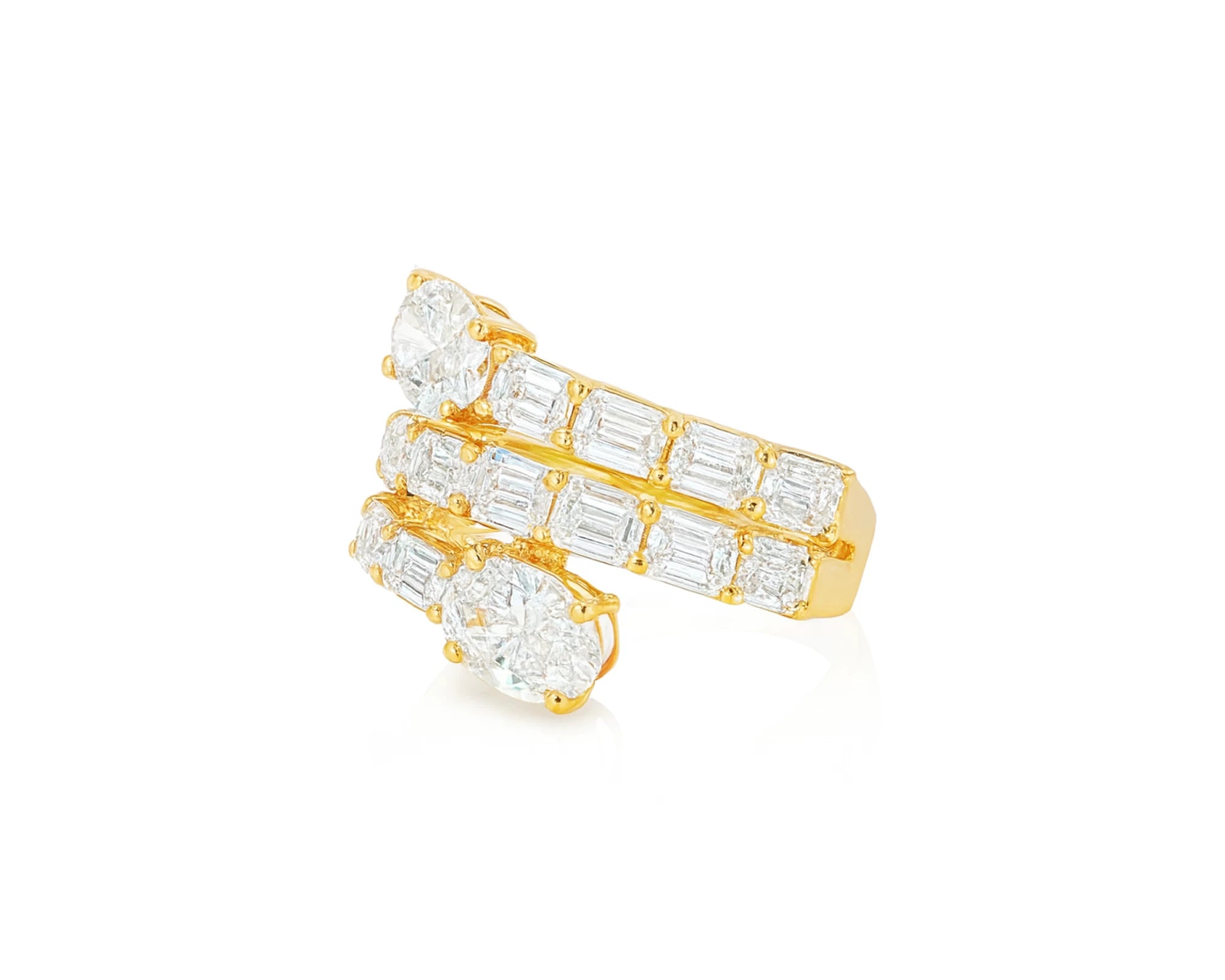14K Gold Diamond Ring with Multi-Row Oval & Emerald-Cut 4.60ct – lifestyle 2773