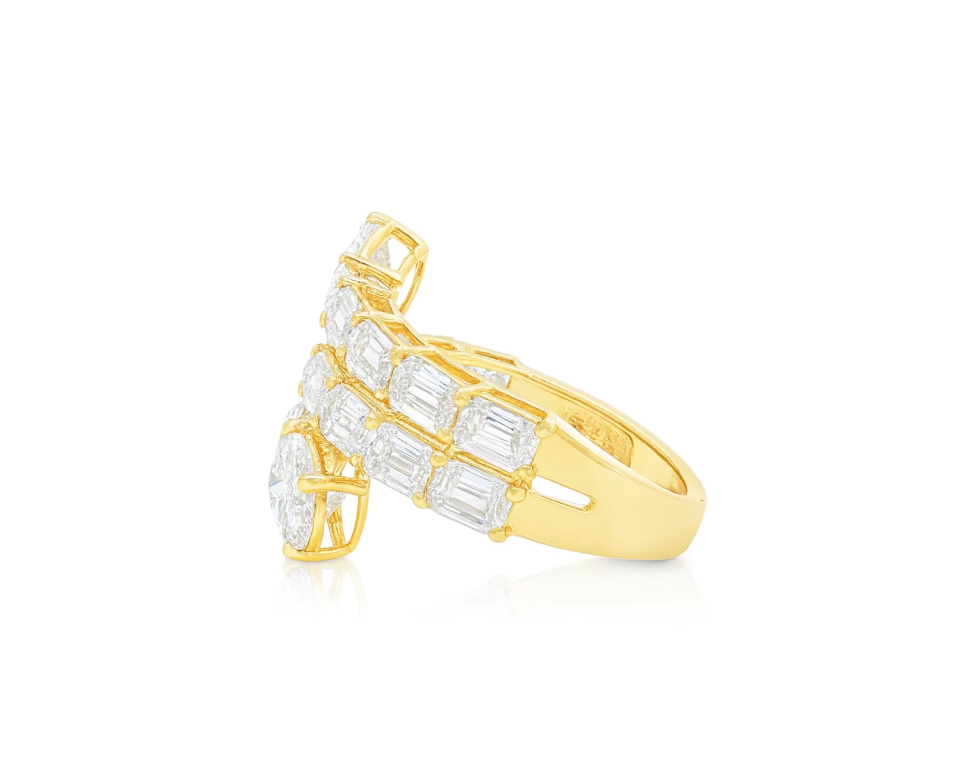 14K Gold Diamond Ring with Multi-Row Oval & Emerald-Cut 4.60ct – lifestyle 2774