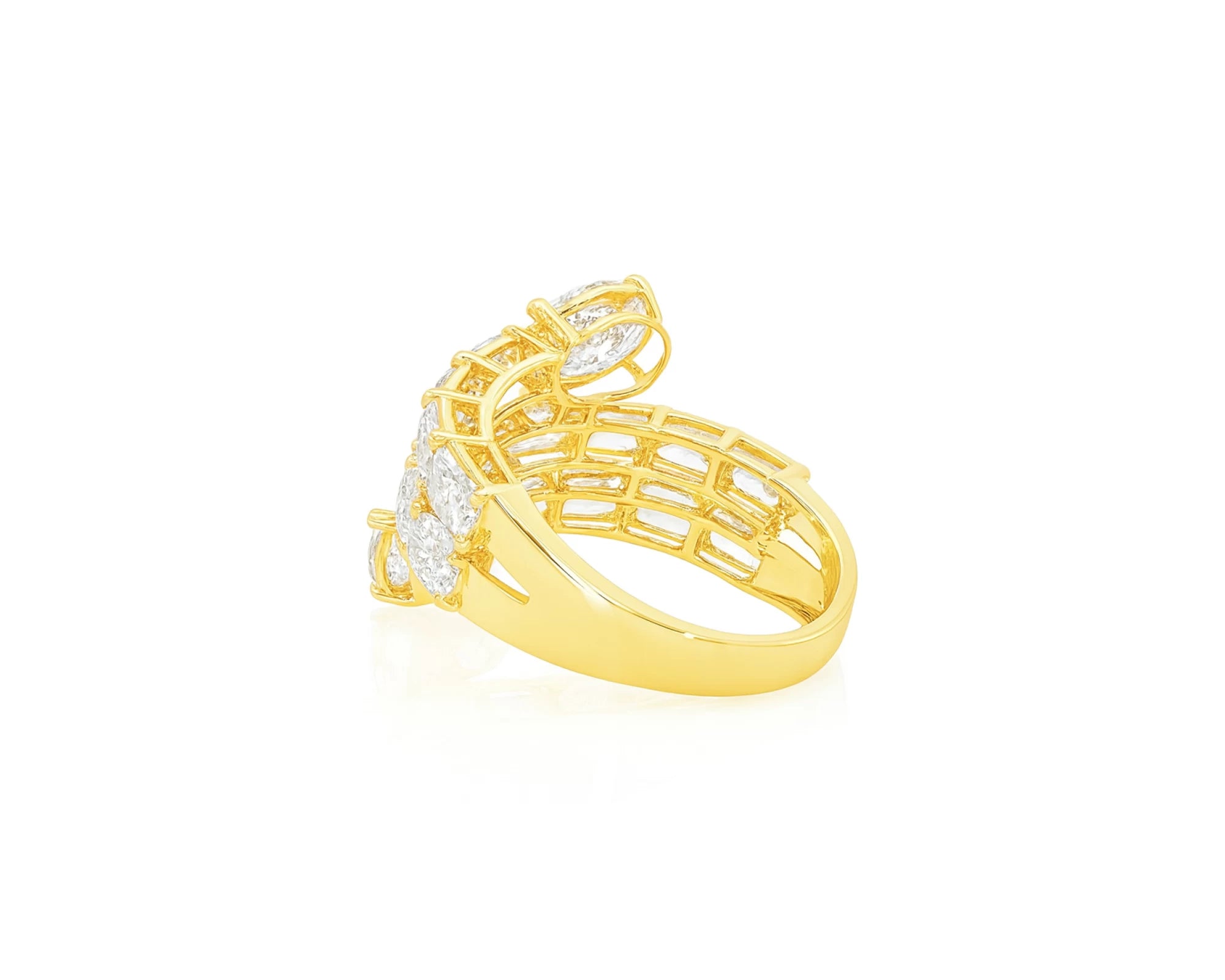 14K Gold Diamond Ring with Multi-Row Oval & Emerald-Cut 4.60ct – lifestyle 2775