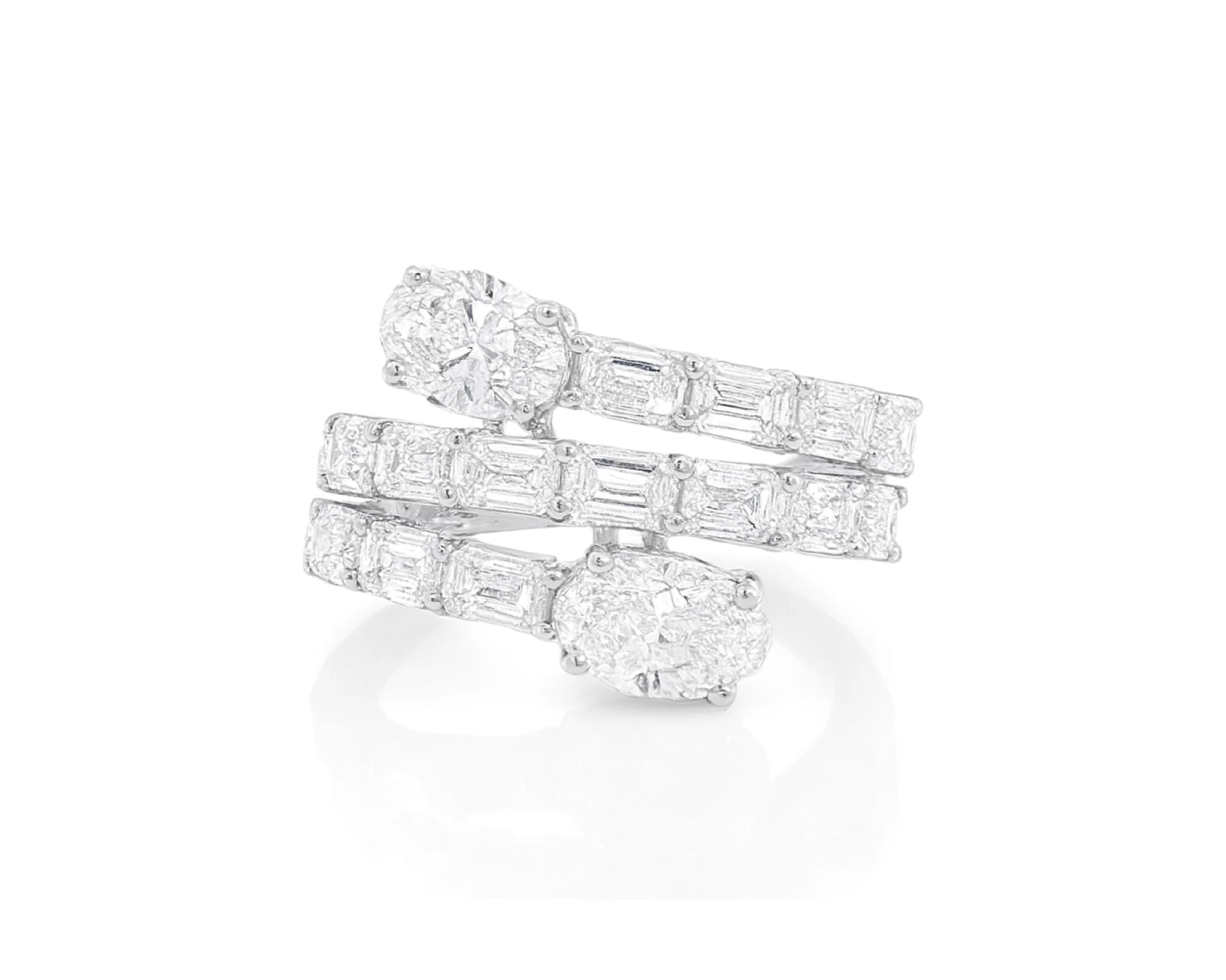 14K Gold Diamond Ring with Multi-Row Oval & Emerald-Cut 4.60ct – lifestyle 2777