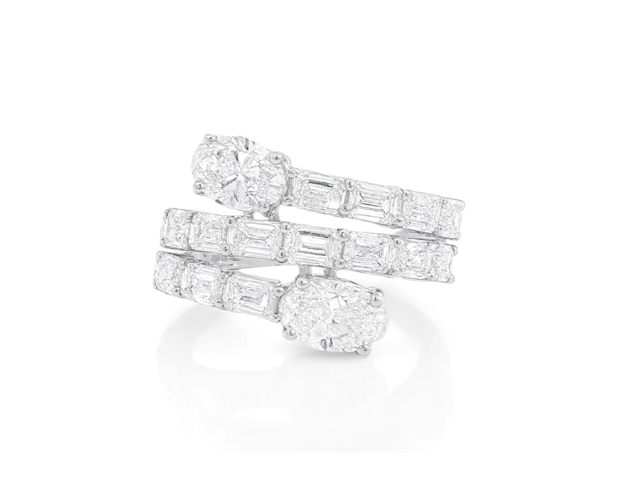 14K Gold Diamond Ring with Multi-Row Oval & Emerald-Cut 4.60ct – lifestyle 2777