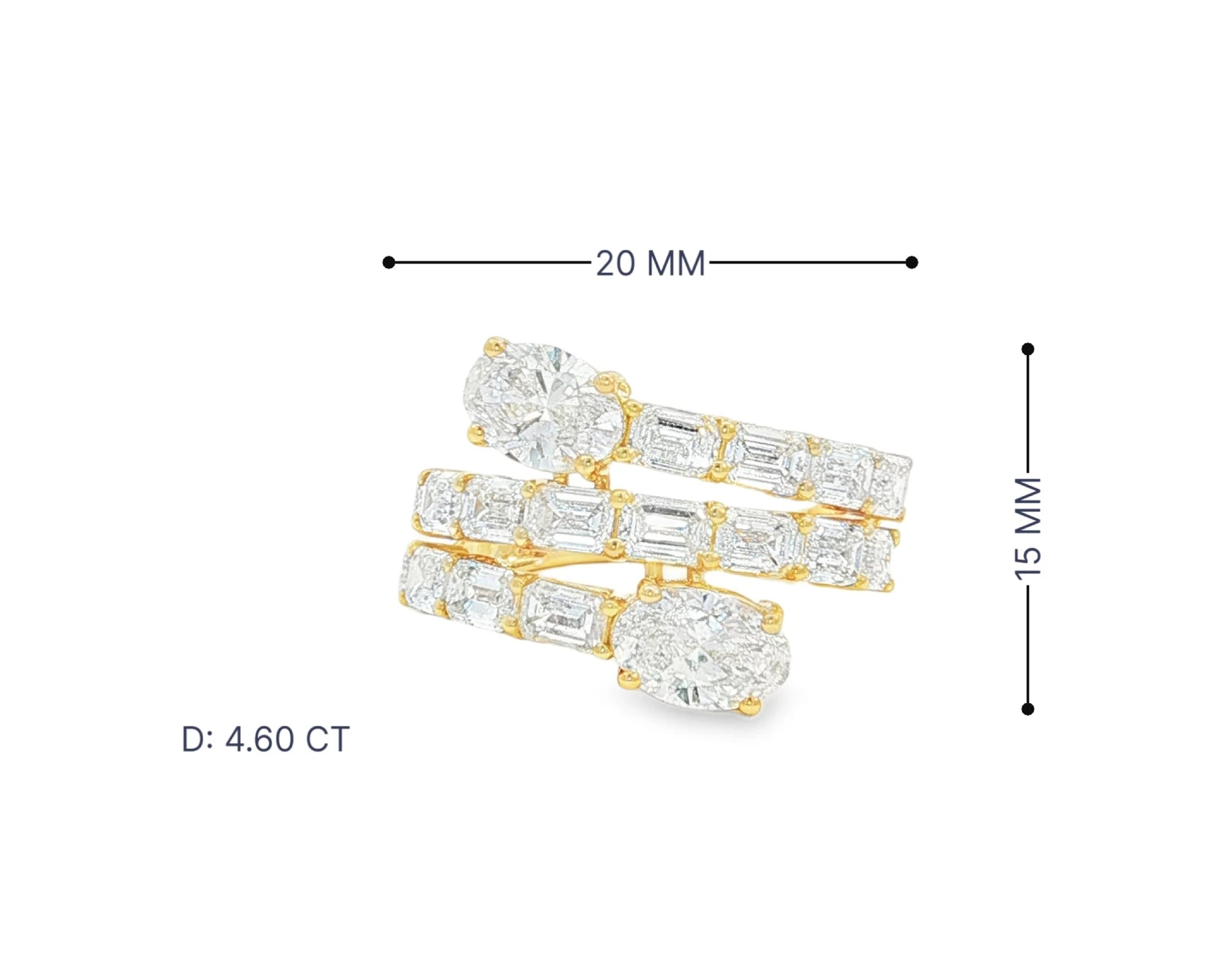14K Gold Diamond Ring with Multi-Row Oval & Emerald-Cut 4.60ct – lifestyle 3121
