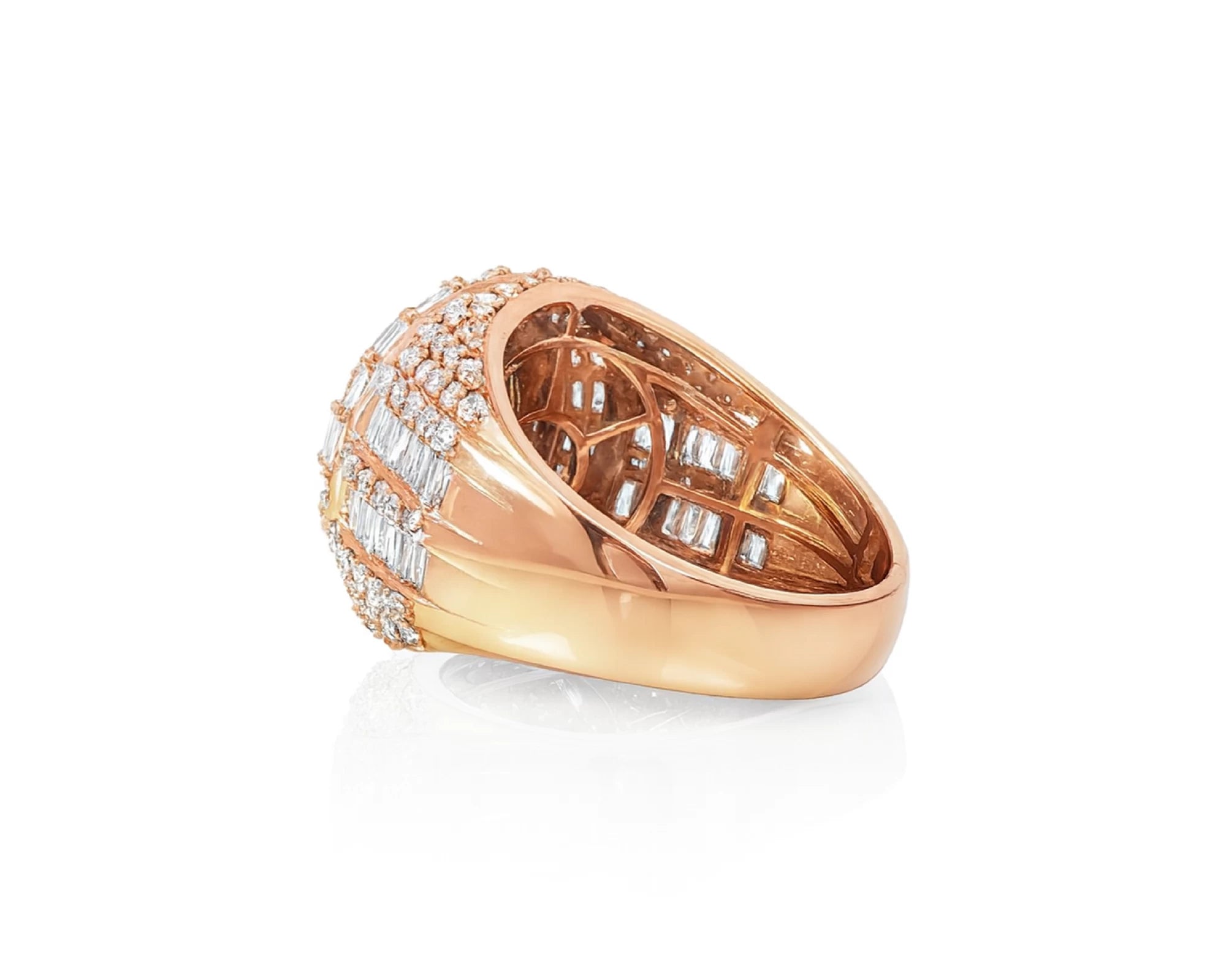 14k Gold Diamond Ring with Oval Baguette & Round Cluster Halo Design 4.00ct – lifestyle 1175