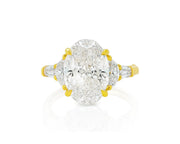 14k Gold Diamond Ring with Oval Center & Three-Stone Design 4.68ct