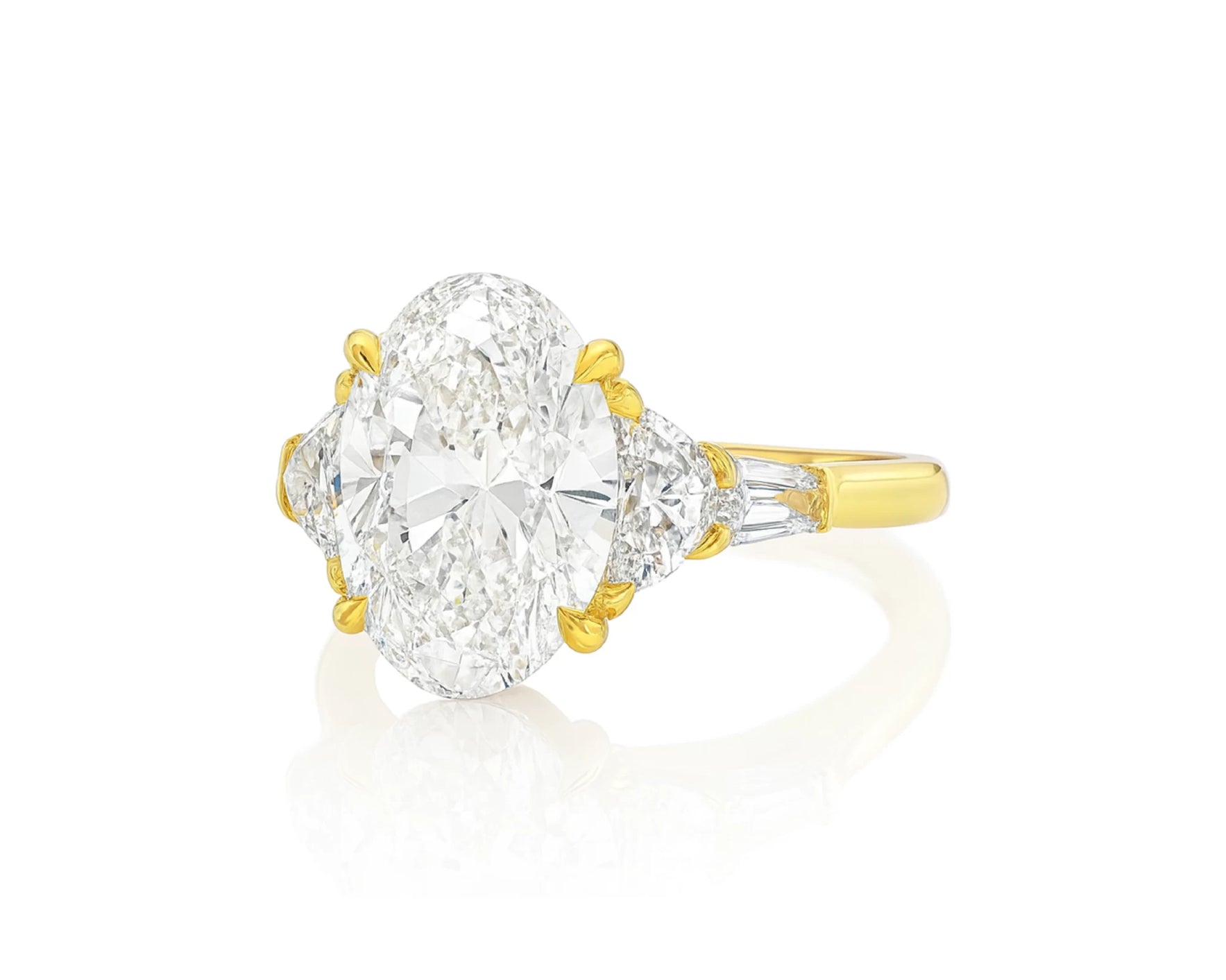 14k Gold Diamond Ring with Oval Center & Three-Stone Design 4.68ct – lifestyle 2078