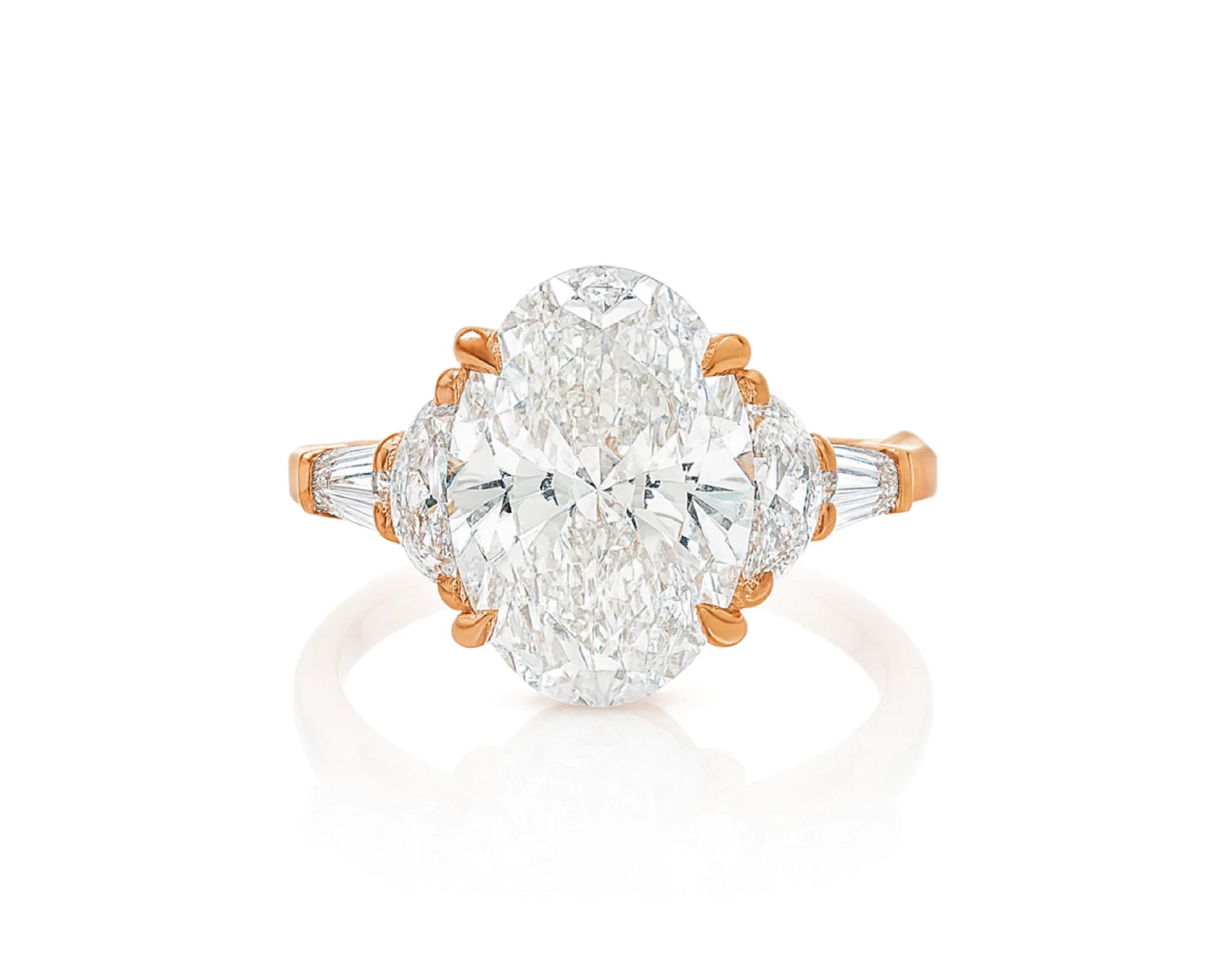 14k Gold Diamond Ring with Oval Center & Three-Stone Design 4.68ct – lifestyle 2079