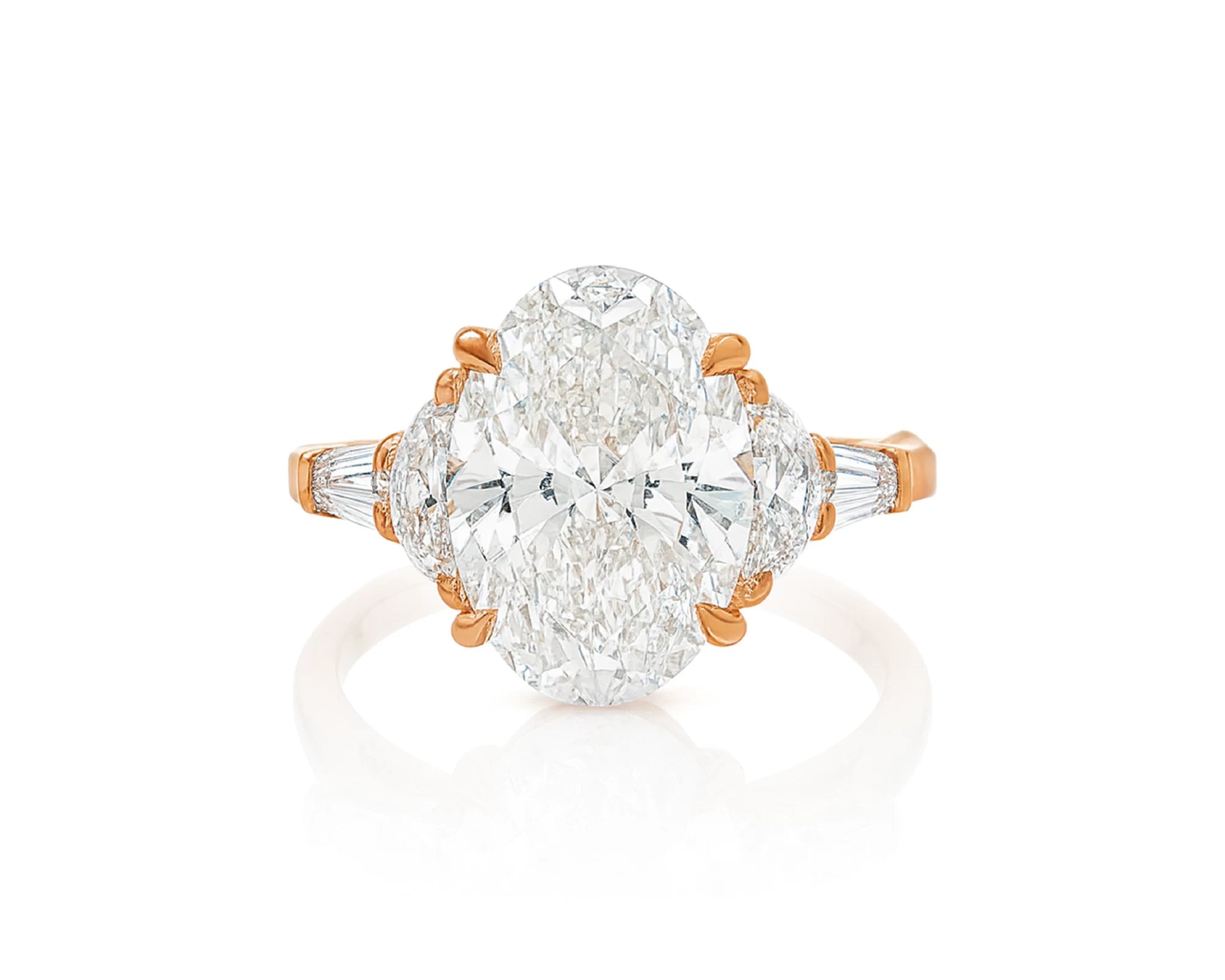 14k Gold Diamond Ring with Oval Center & Three-Stone Design 4.68ct – lifestyle 2079