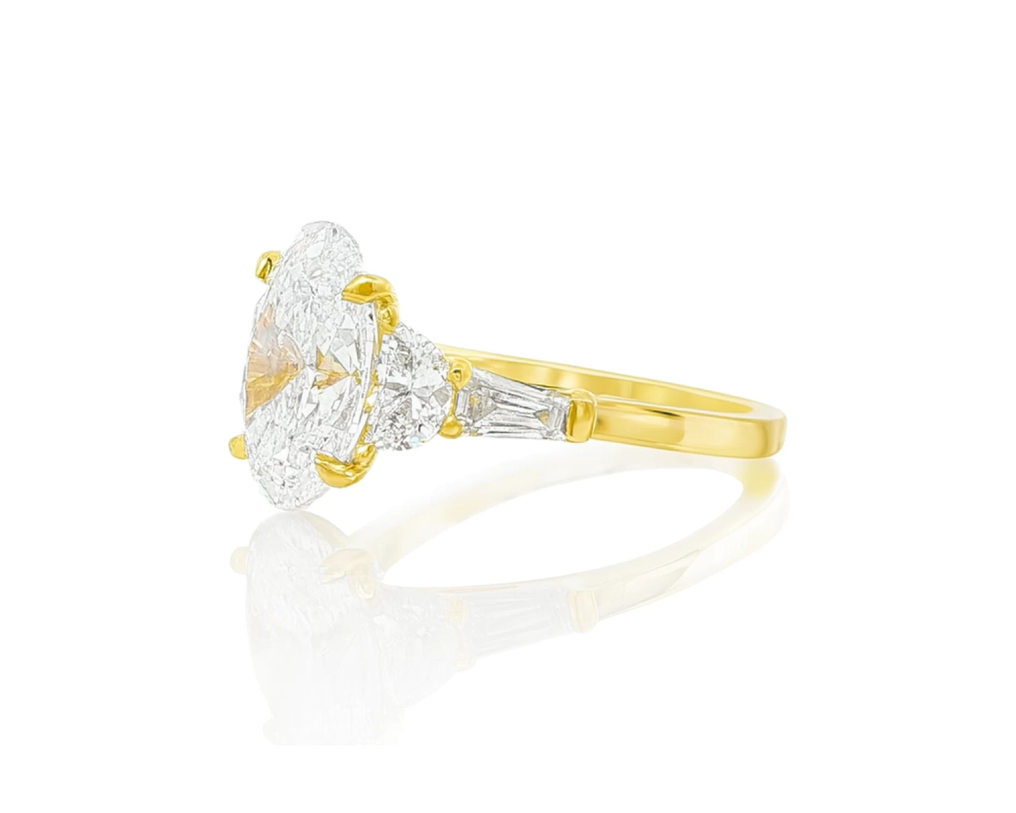 14k Gold Diamond Ring with Oval Center & Three-Stone Design 4.68ct – lifestyle 2080