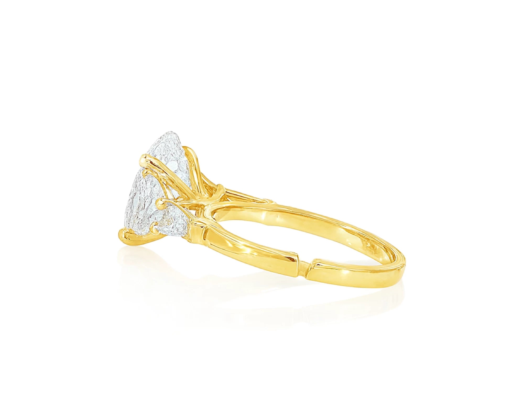14k Gold Diamond Ring with Oval Center & Three-Stone Design 4.68ct – lifestyle 2081