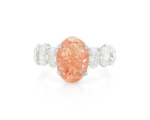 14K Gold Diamond Ring with Oval Pink Center Stone & Oval Side Diamonds Design 8.00ct