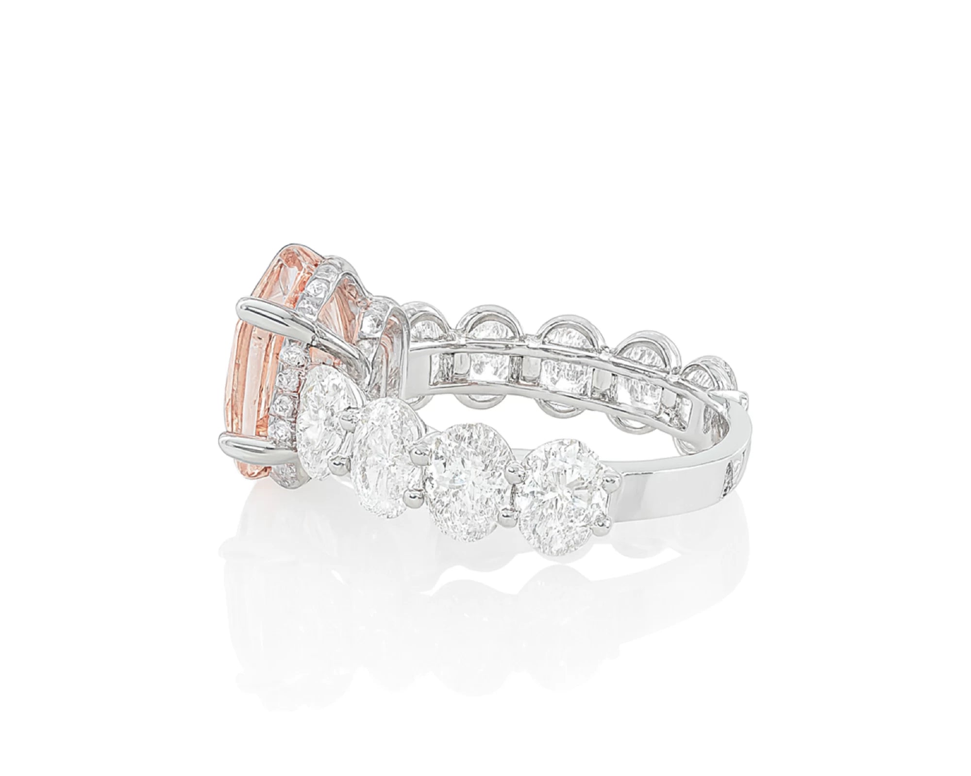 14K Gold Diamond Ring with Oval Pink Center Stone & Oval Side Diamonds Design 8.00ct – lifestyle 1971