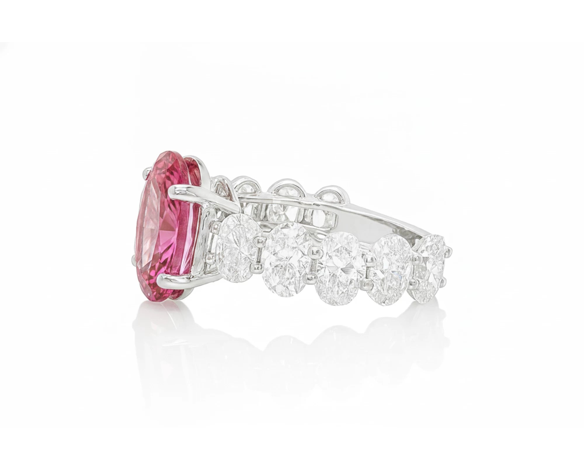 14K Gold Diamond Ring with Oval Pink Center Stone & Oval Side Diamonds Design 8.00ct – lifestyle 2014