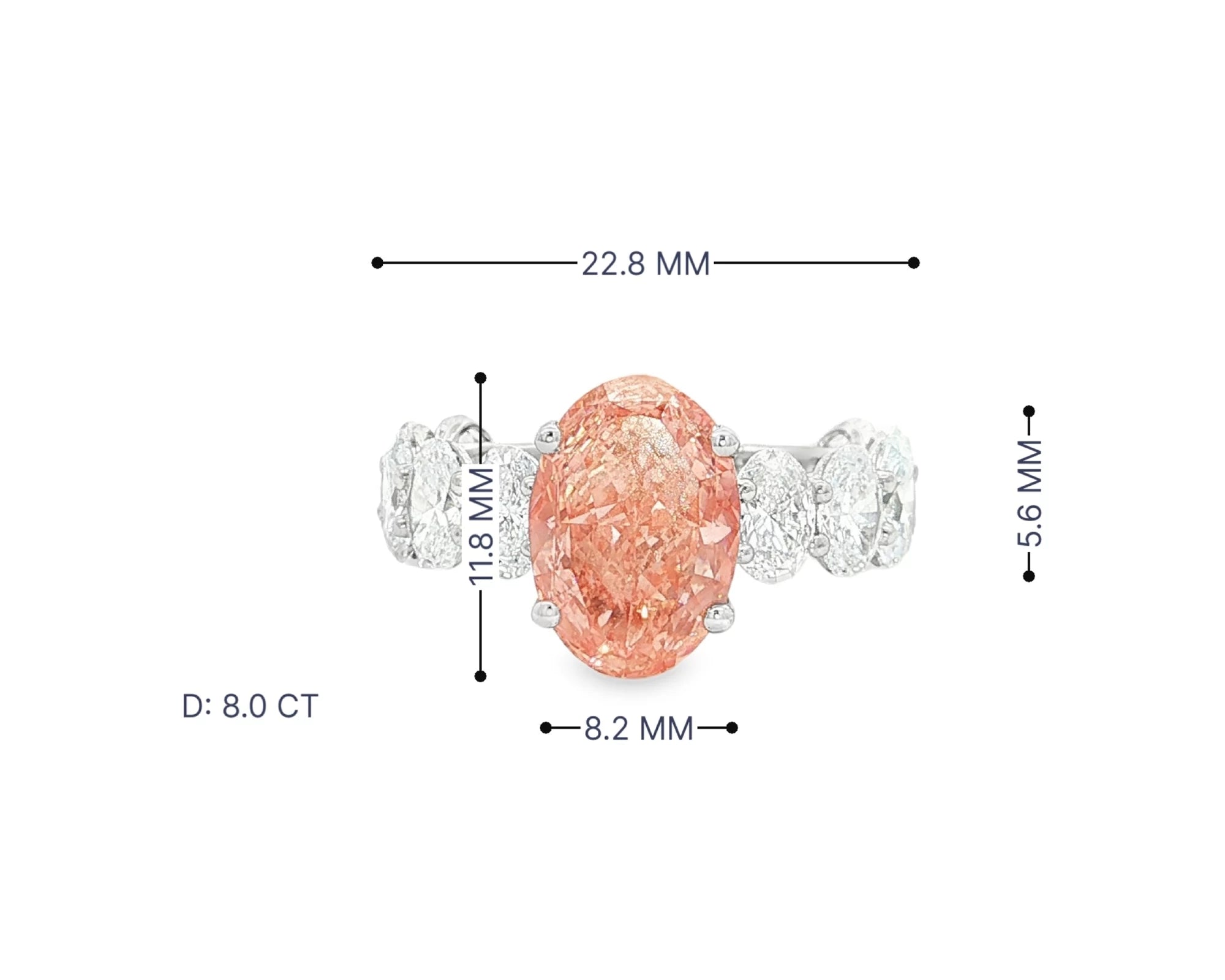 14K Gold Diamond Ring with Oval Pink Center Stone & Oval Side Diamonds Design 8.00ct – lifestyle 3064