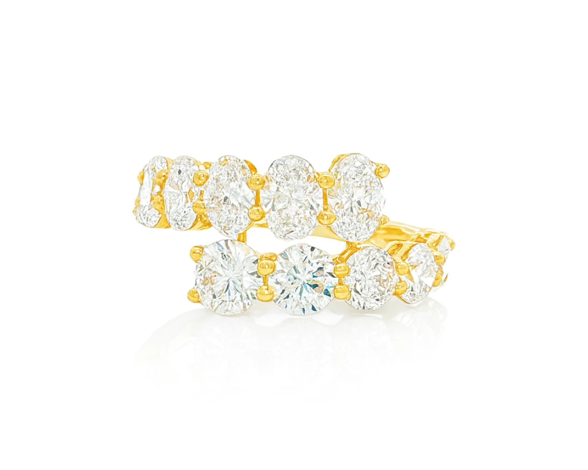 14K Gold Diamond Ring with Oval & Round Two-Row Wrap Design 3.66ct – lifestyle 2757
