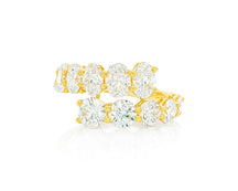 14K Gold Diamond Ring with Oval & Round Two-Row Wrap Design 3.66ct