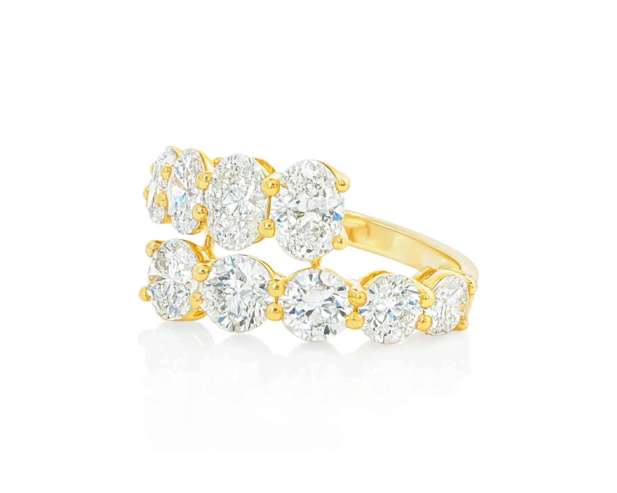 14K Gold Diamond Ring with Oval & Round Two-Row Wrap Design 3.66ct – lifestyle 2758