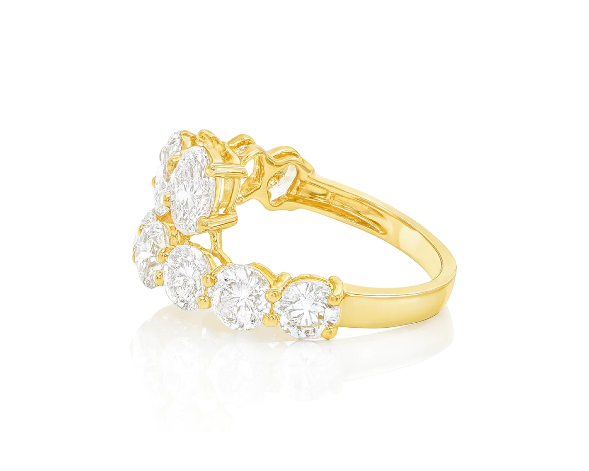 14K Gold Diamond Ring with Oval & Round Two-Row Wrap Design 3.66ct – lifestyle 2760