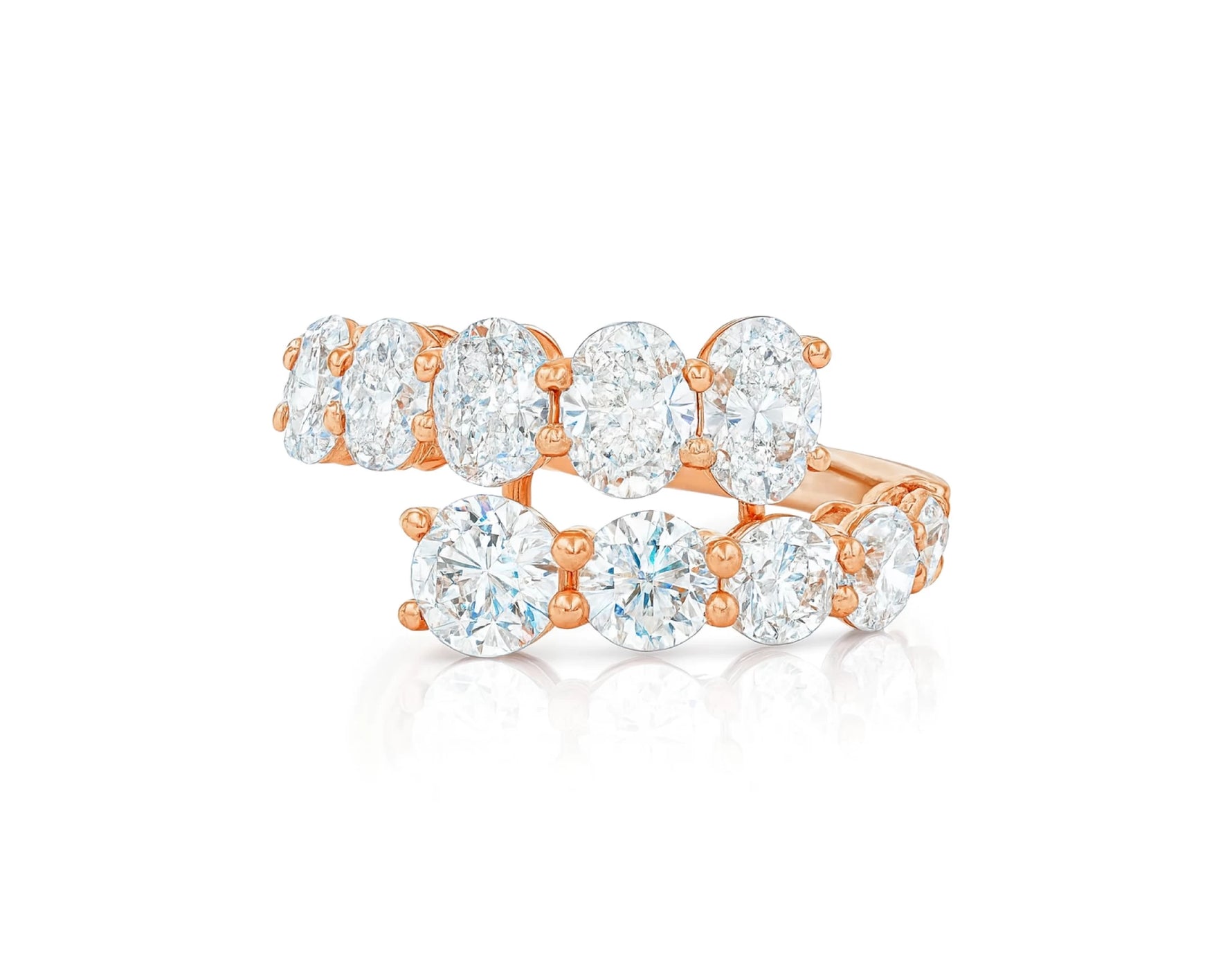 14K Gold Diamond Ring with Oval & Round Two-Row Wrap Design 3.66ct – lifestyle 2761