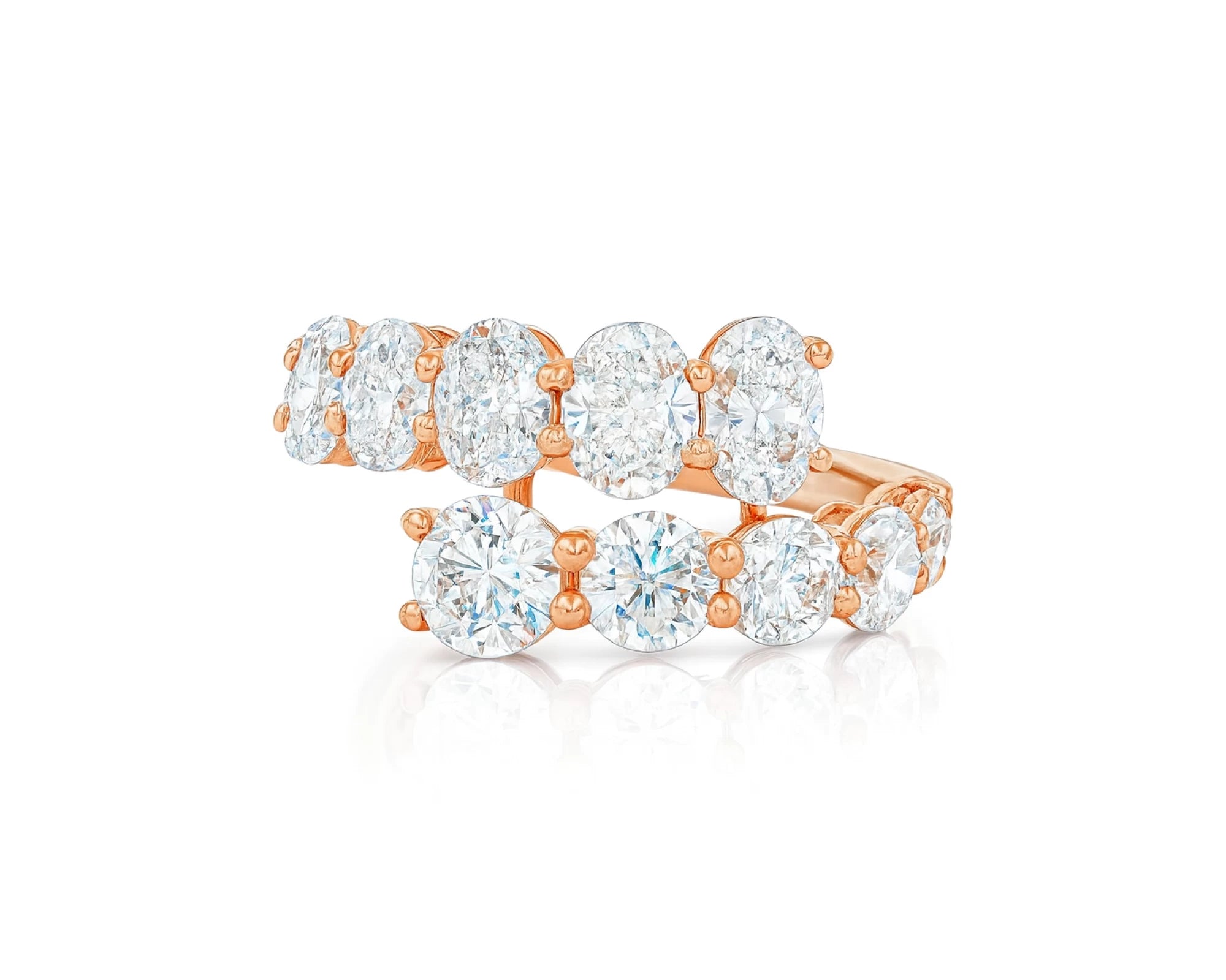 14K Gold Diamond Ring with Oval & Round Two-Row Wrap Design 3.66ct – lifestyle 2761