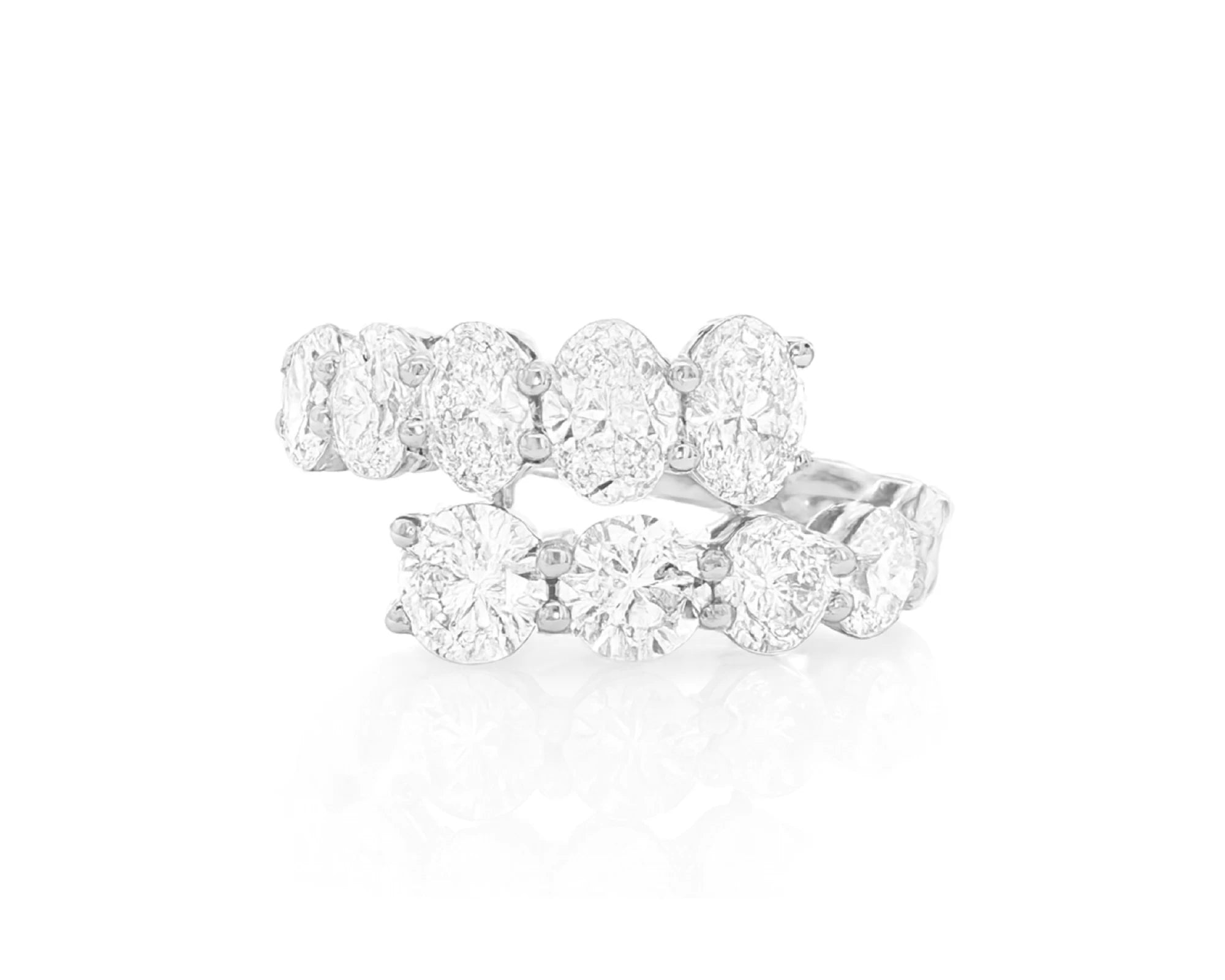 14K Gold Diamond Ring with Oval & Round Two-Row Wrap Design 3.66ct – lifestyle 2762