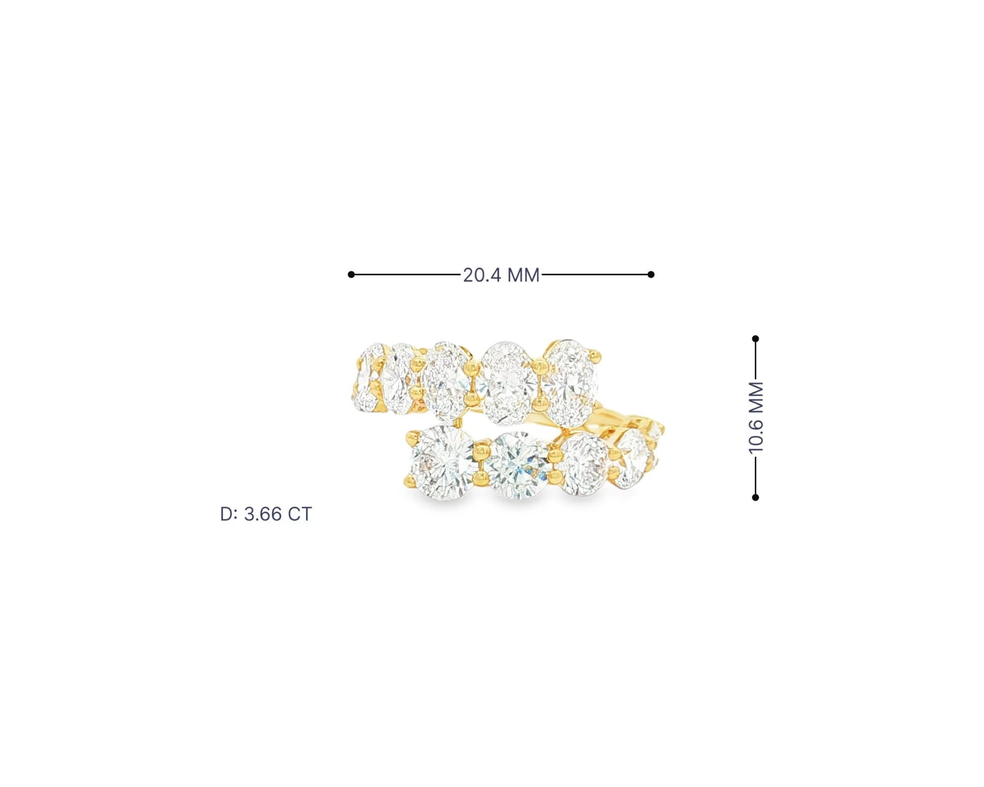 14K Gold Diamond Ring with Oval & Round Two-Row Wrap Design 3.66ct – lifestyle 3120