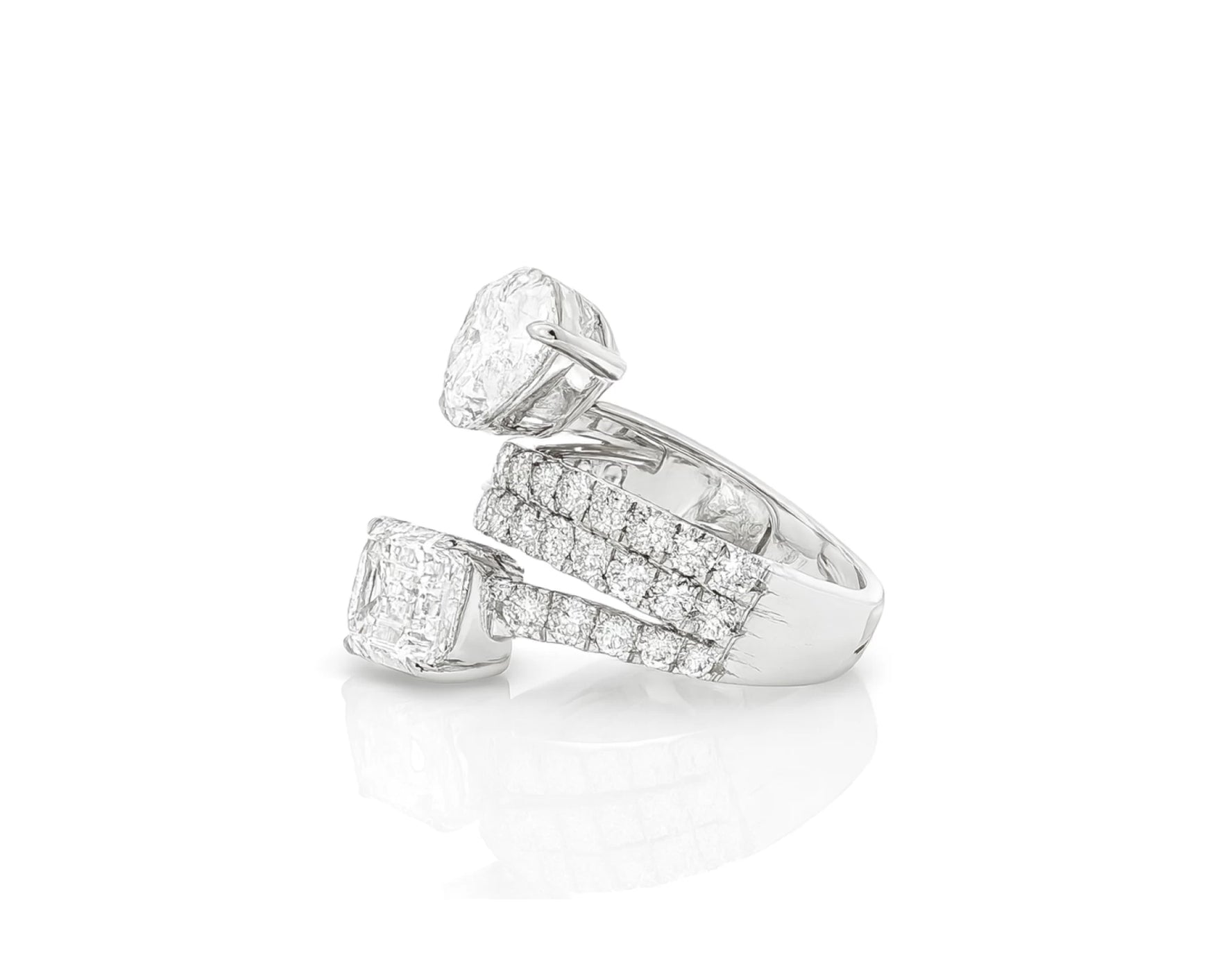 14K Gold Diamond Ring with Pear & Emerald-Cut Two-Stone Wrap Design 7.51ct – lifestyle 1951