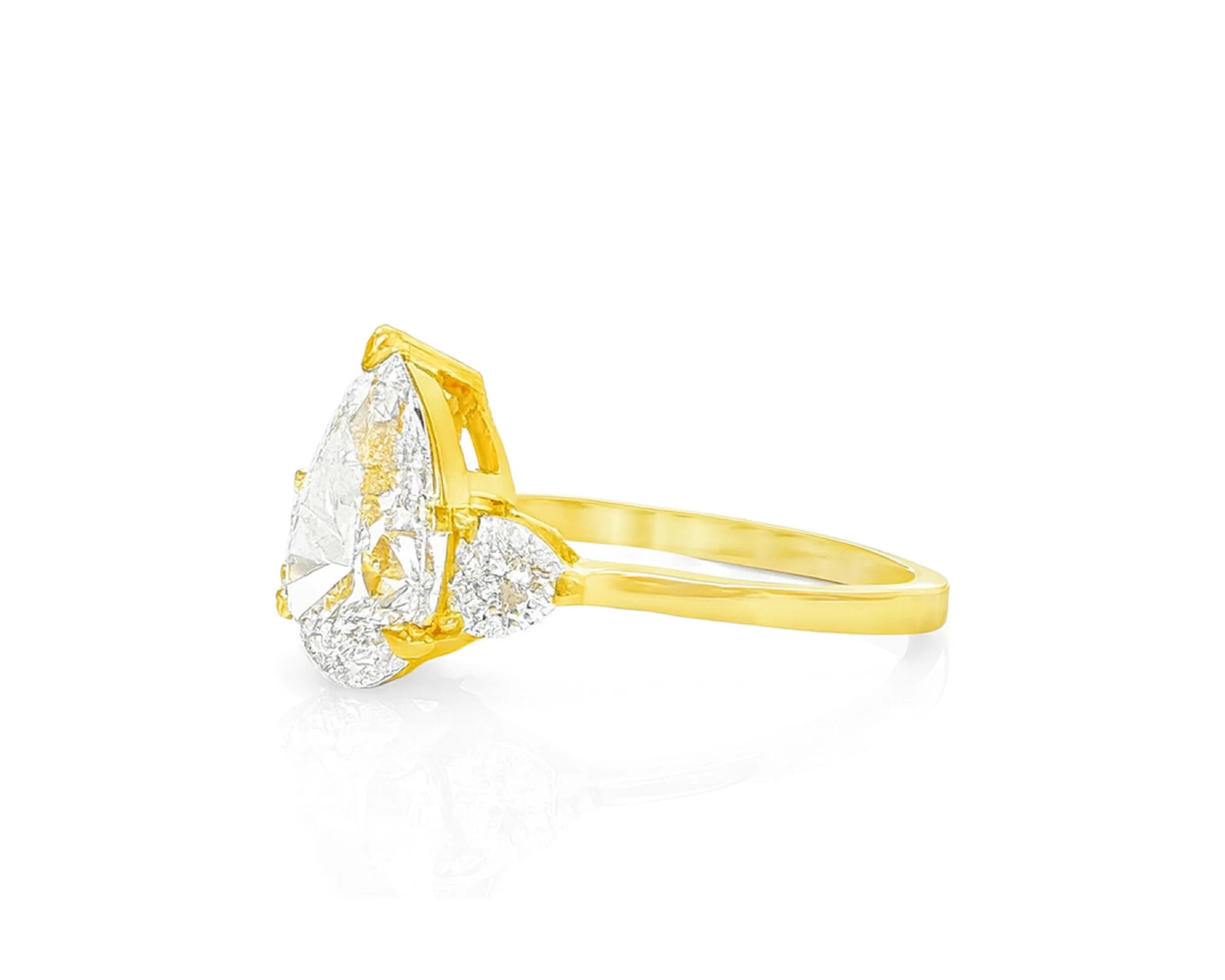 14k Gold Diamond Ring with Pear-Shaped Center & Side Accents 2.95ct – lifestyle 2063