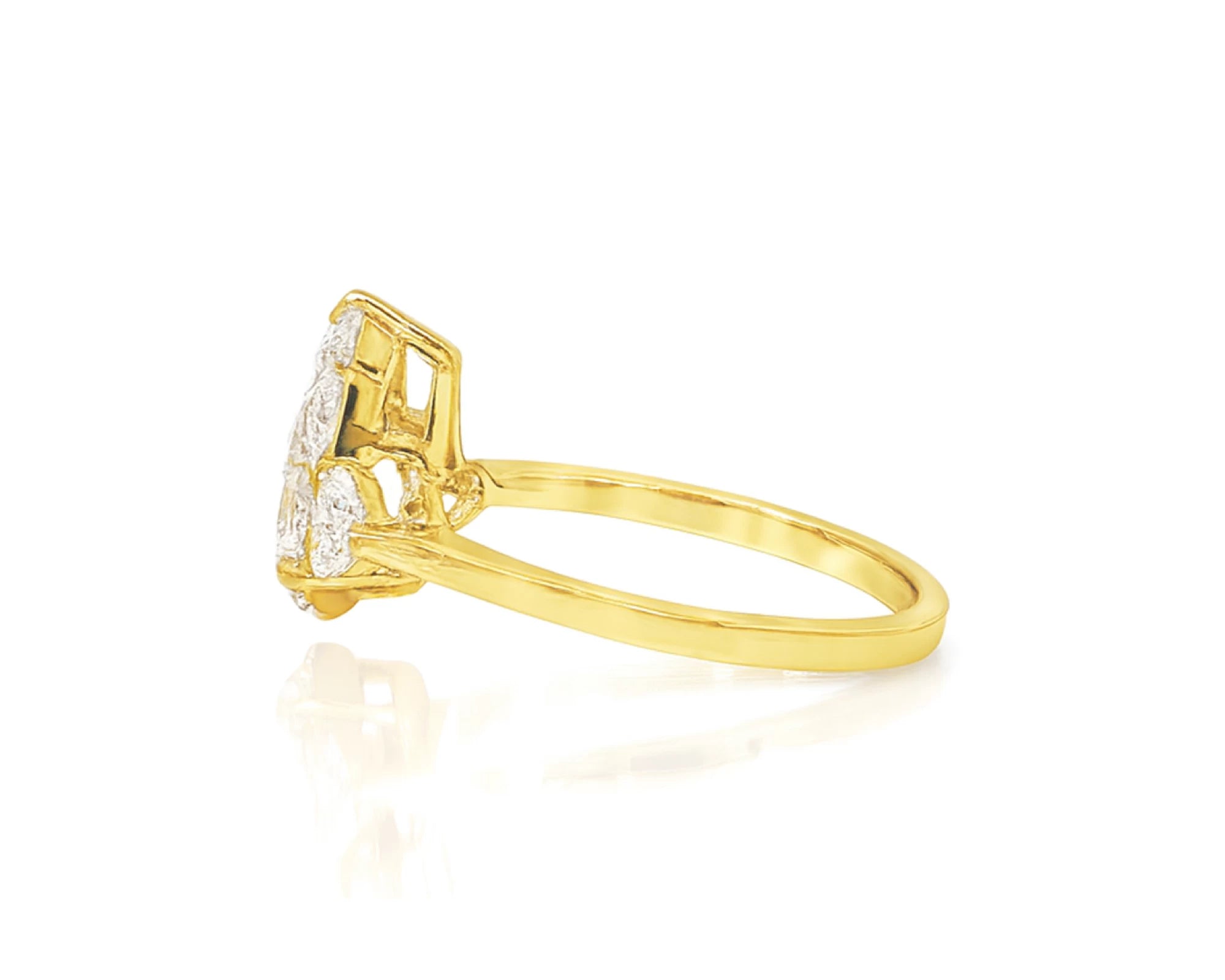 14k Gold Diamond Ring with Pear-Shaped Center & Side Accents 2.95ct – lifestyle 2064