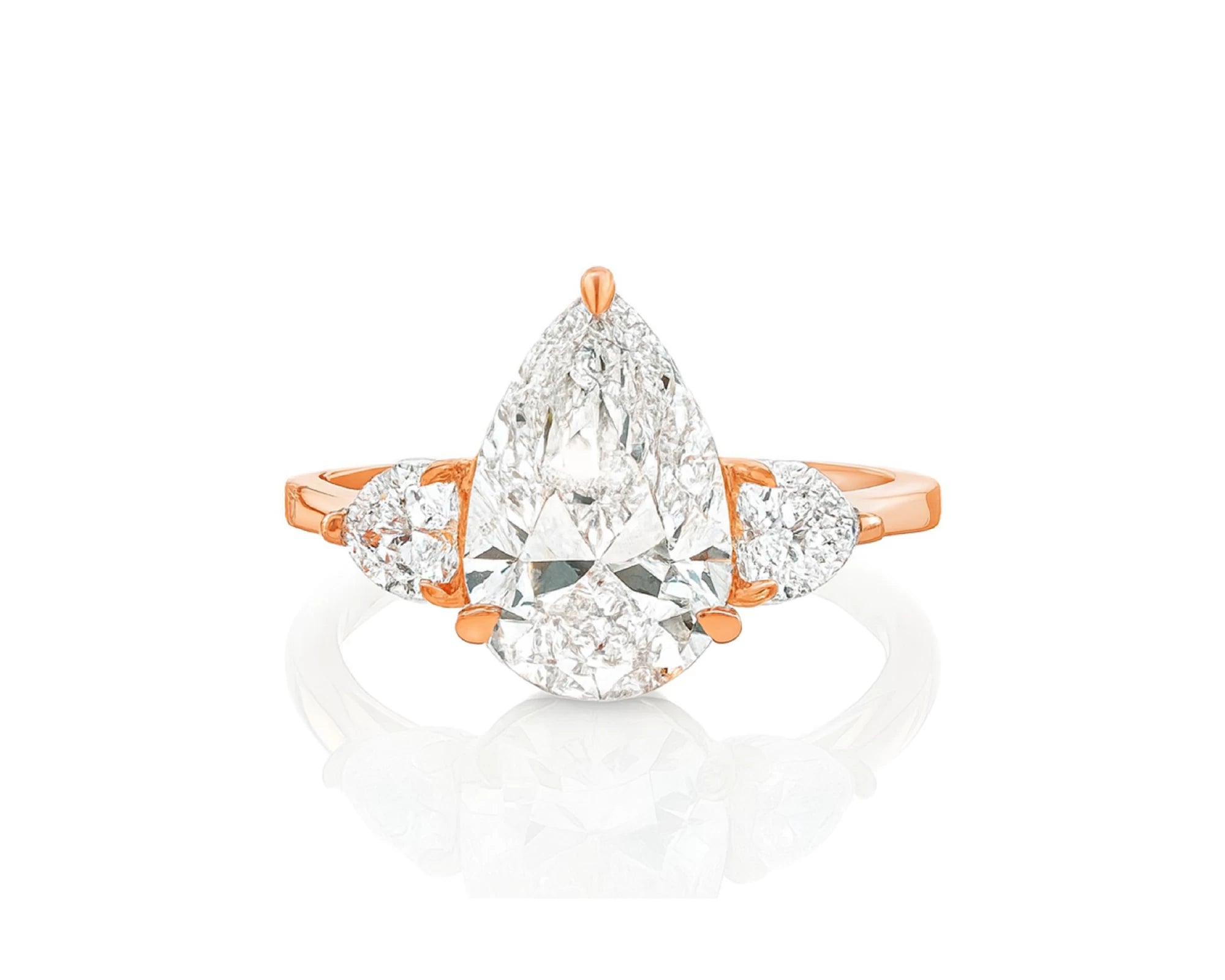 14k Gold Diamond Ring with Pear-Shaped Center & Side Accents 2.95ct – lifestyle 2065