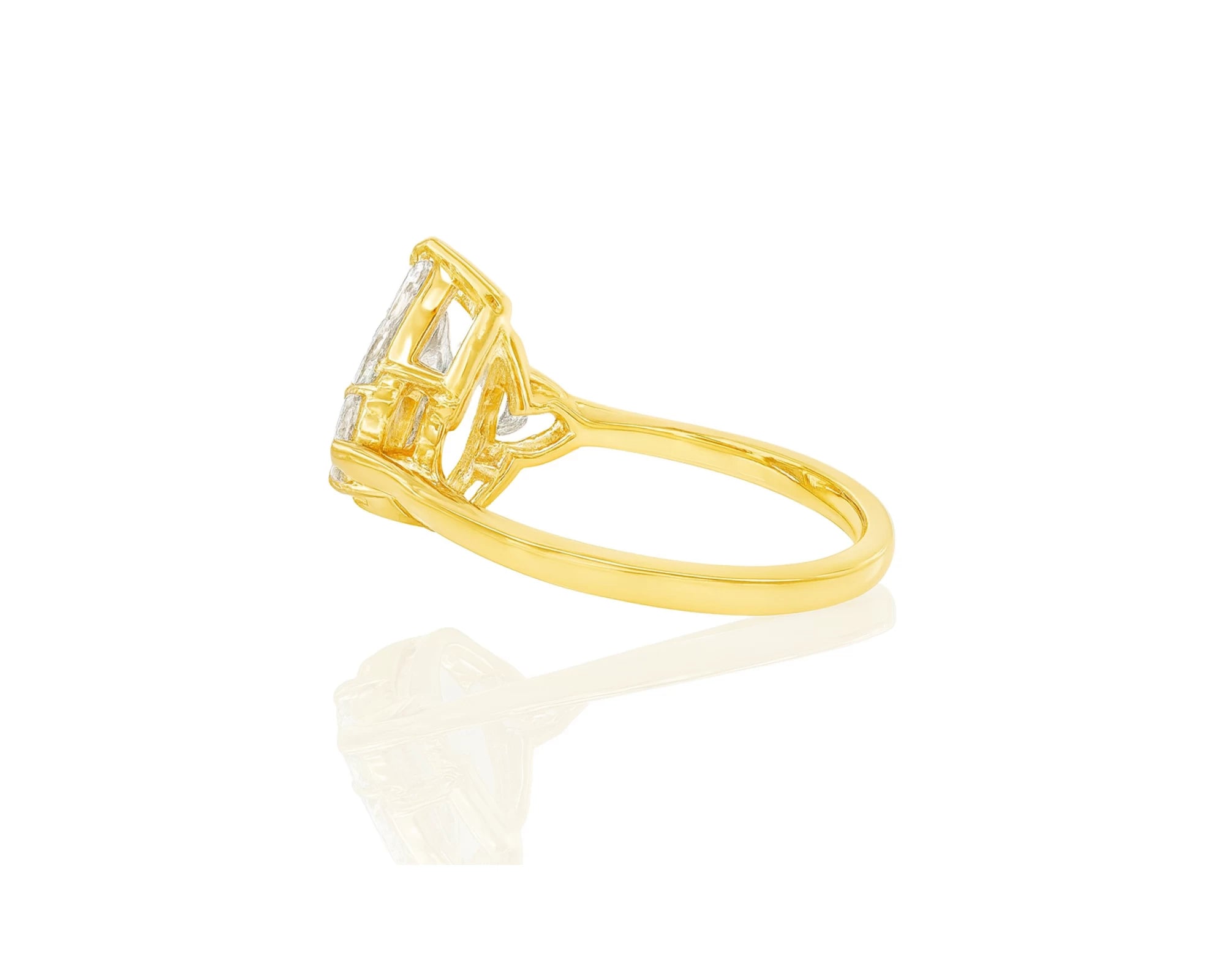 14k Gold Diamond Ring with Pear-Shaped Center & Side Accents 2.95ct – lifestyle 2067