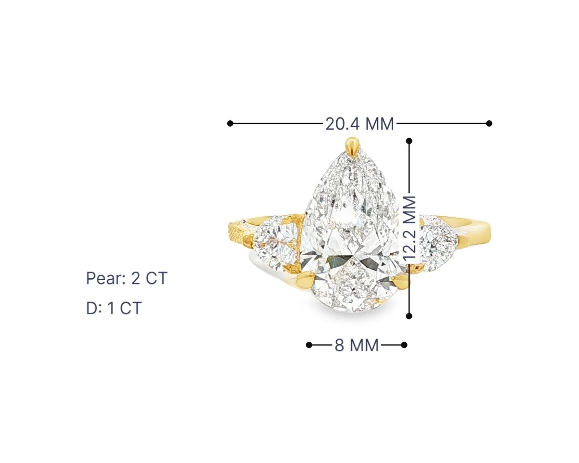 14k Gold Diamond Ring with Pear-Shaped Center & Side Accents 2.95ct – lifestyle 3069