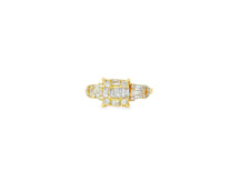 14k Gold Diamond Ring with Rectangular Baguette Cluster & Round 0.90ct