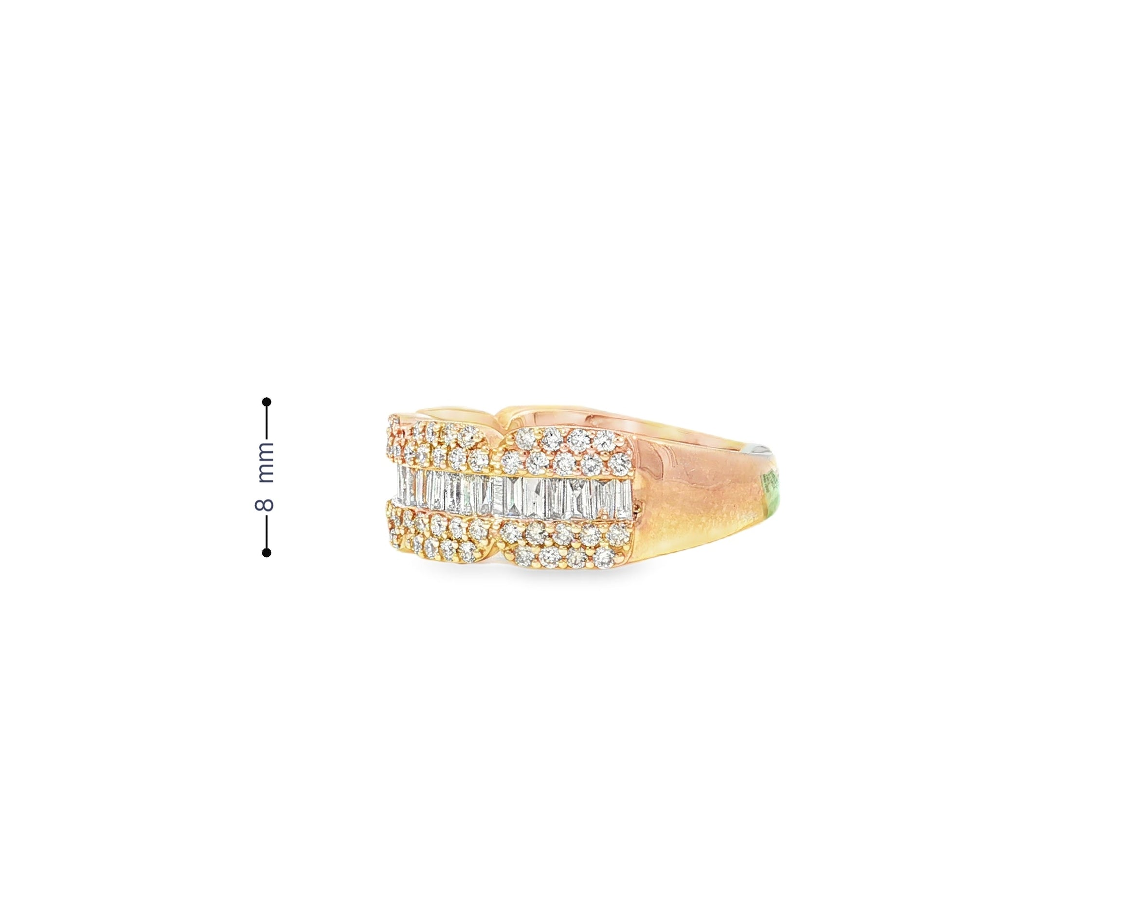 14k Gold Diamond Ring with Round & Baguette - Cut Design 1.75ct - AVI THE JEWELER