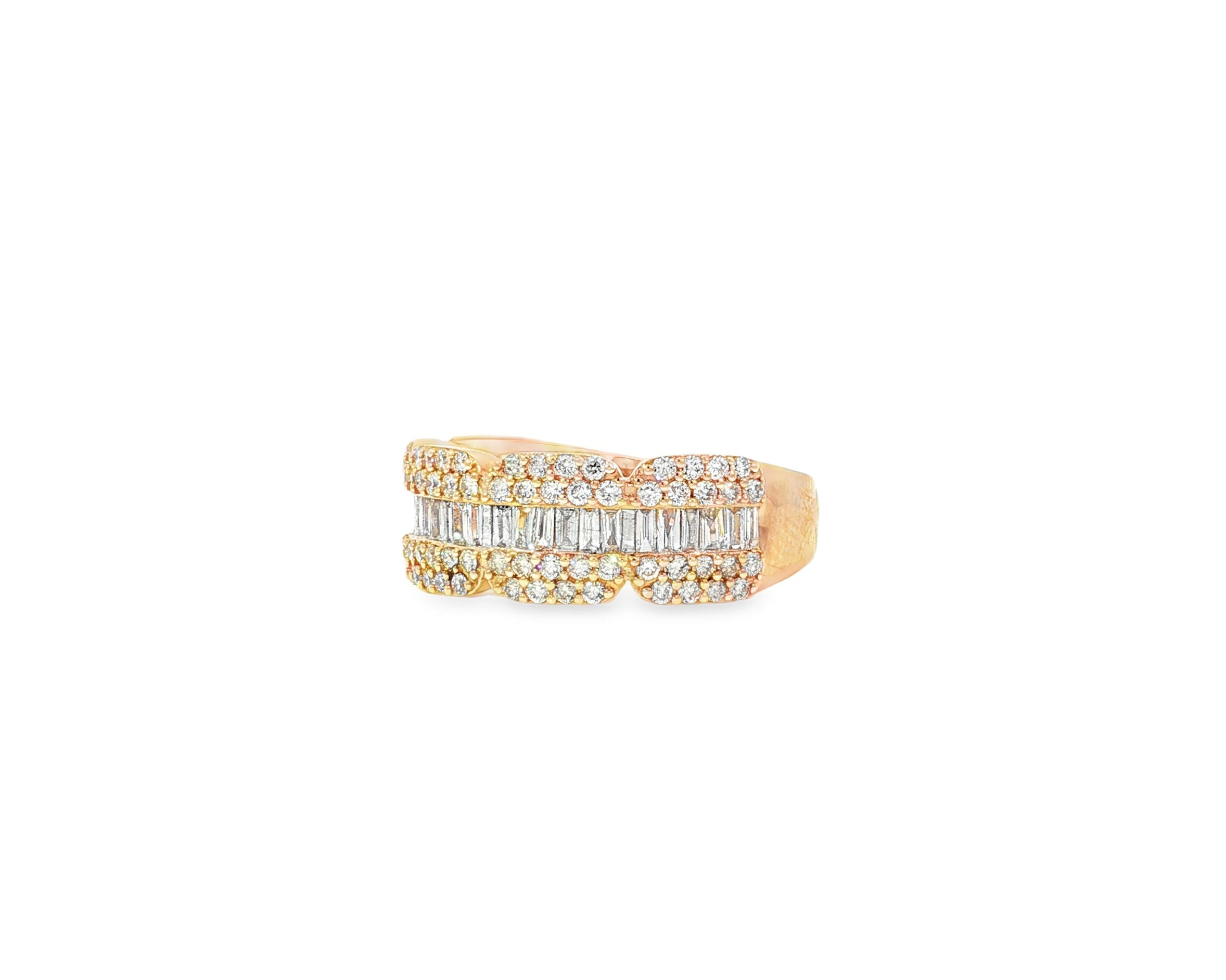 14k Gold Diamond Ring with Round & Baguette - Cut Design 1.75ct - AVI THE JEWELER