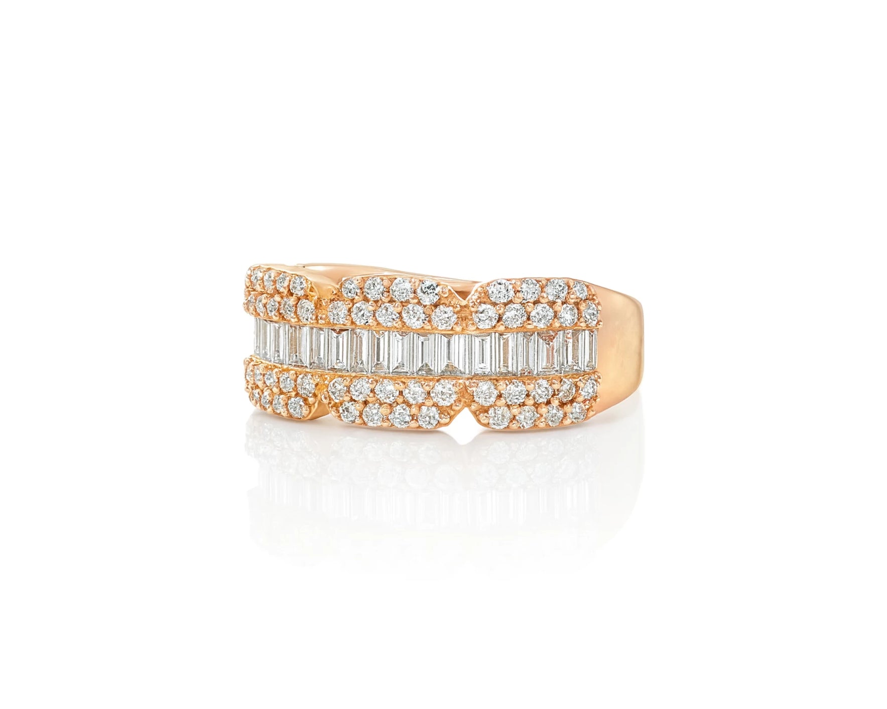 14k Gold Diamond Ring with Round & Baguette-Cut Design 1.75ct – lifestyle 1657