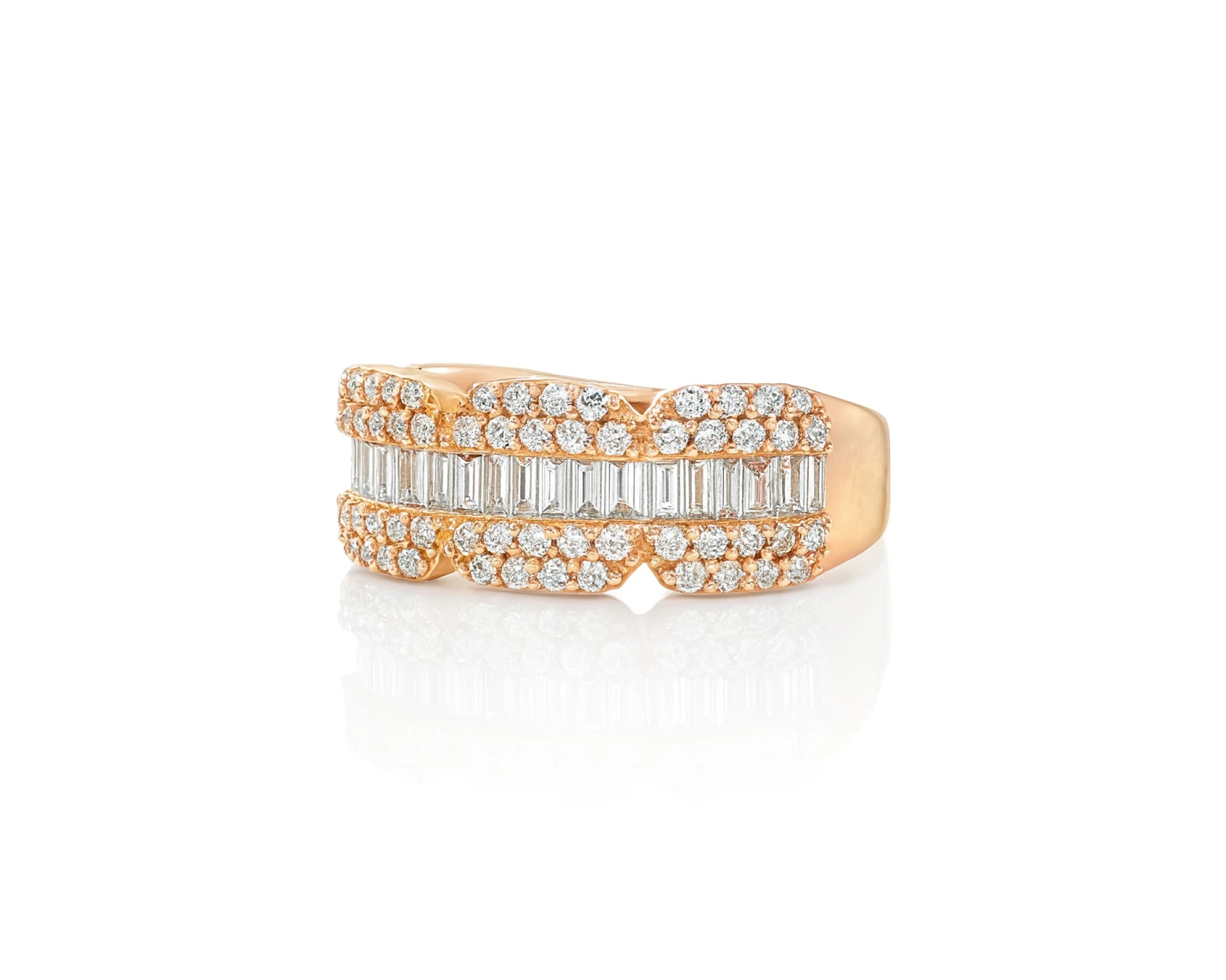 14k Gold Diamond Ring with Round & Baguette-Cut Design 1.75ct – lifestyle 1657