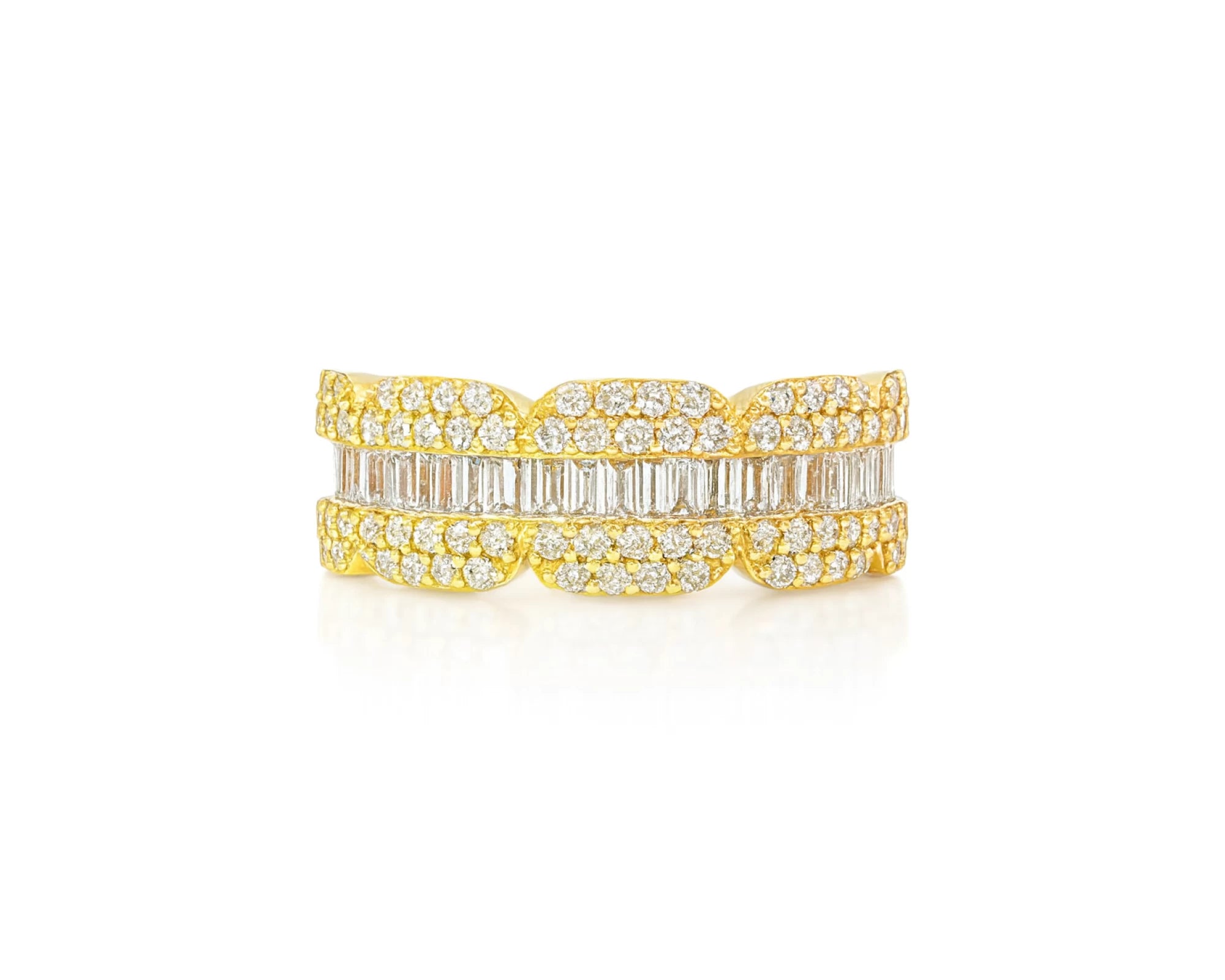 14k Gold Diamond Ring with Round & Baguette-Cut Design 1.75ct – lifestyle 1659