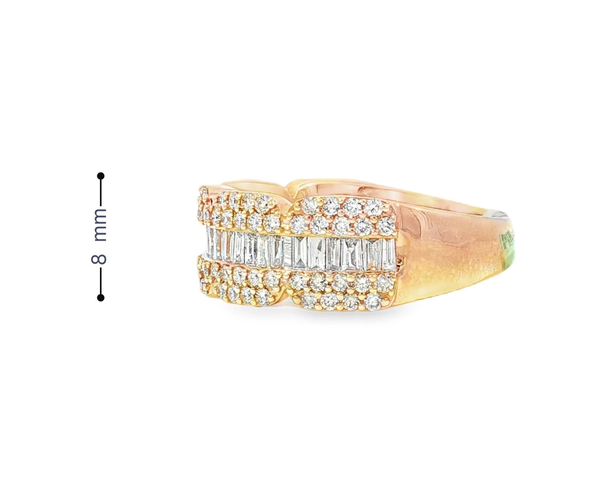 14k Gold Diamond Ring with Round & Baguette-Cut Design 1.75ct – lifestyle 3040