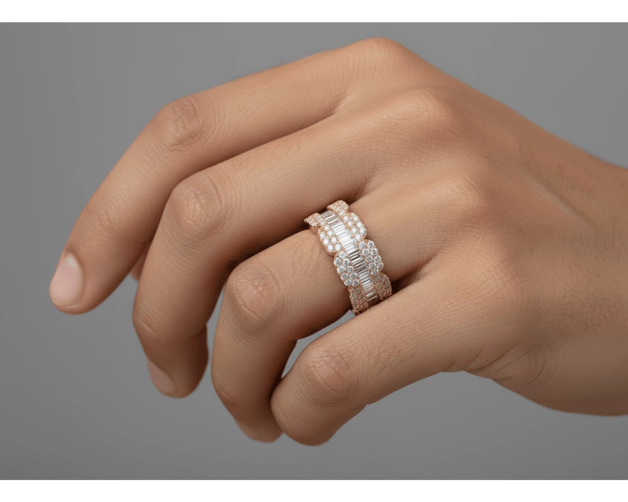 14k Gold Diamond Ring with Round & Baguette-Cut Design 1.75ct – view 2
