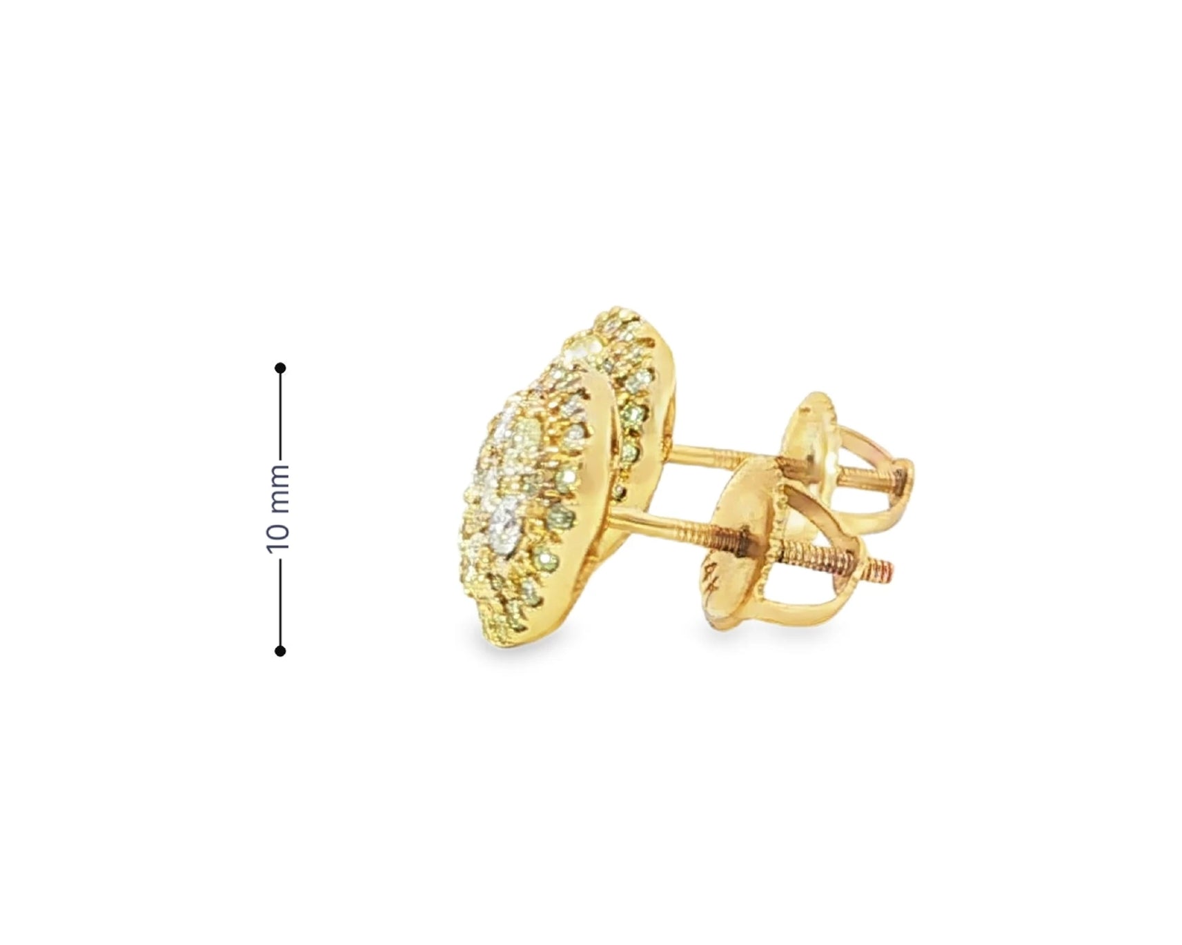 14k Gold Diamond Round Cluster Earrings with Halo Double Row Design 1.03ct – view 6
