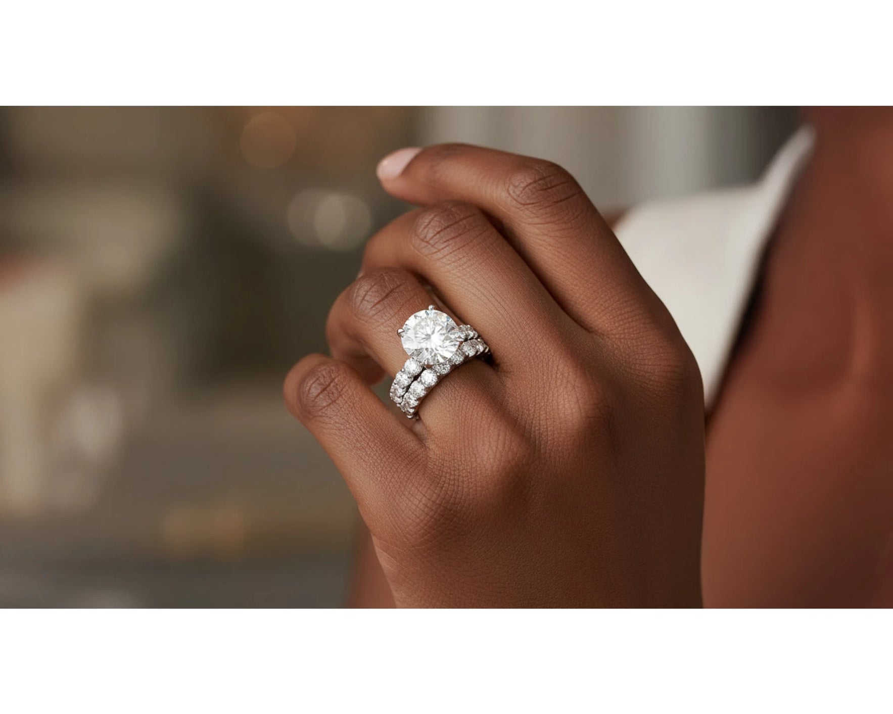 14k Gold Diamond Round Double Row Band Engagement Ring Set 7.53 CT – front view