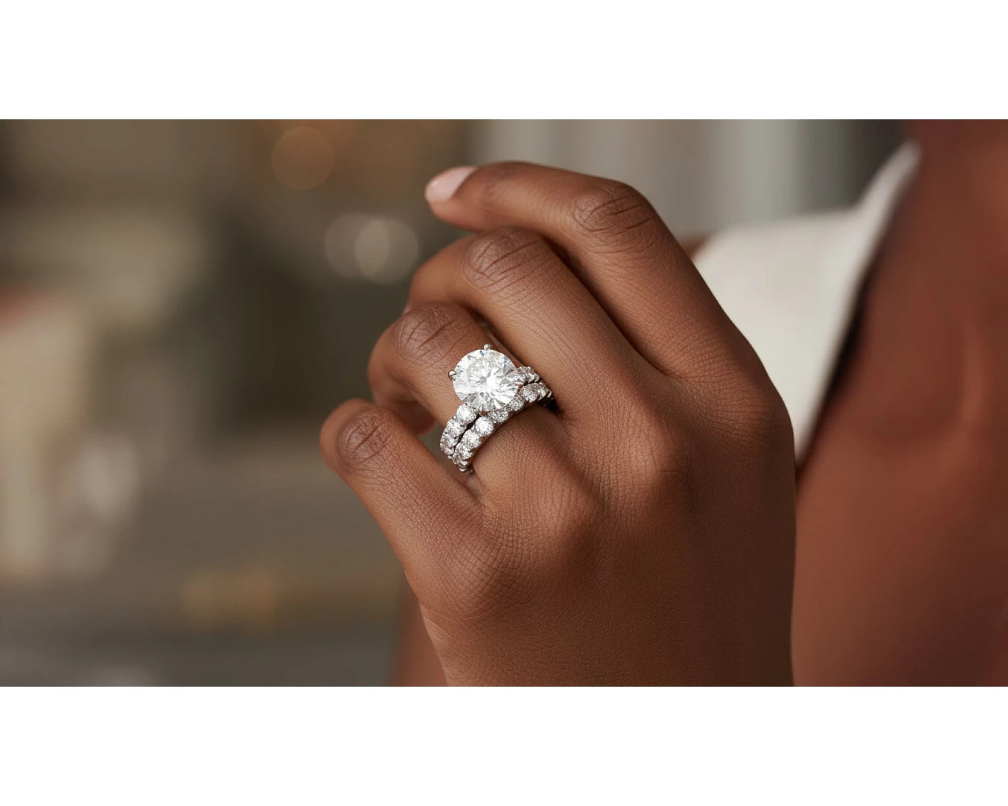 14k Gold Diamond Round Double Row Band Engagement Ring Set 7.53 CT – front view