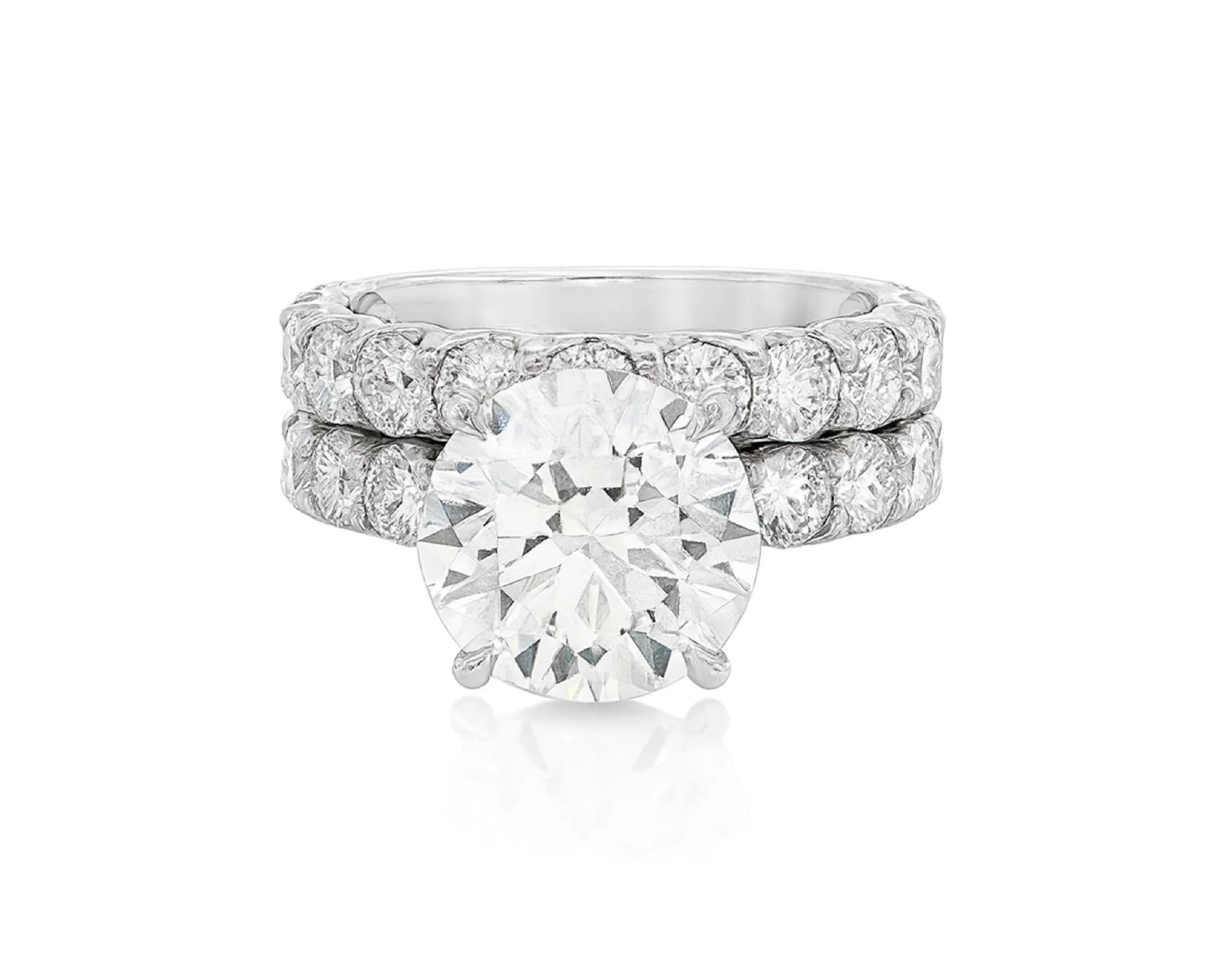 14k Gold Diamond Round Double Row Band Engagement Ring Set 7.53 CT – lifestyle 2158