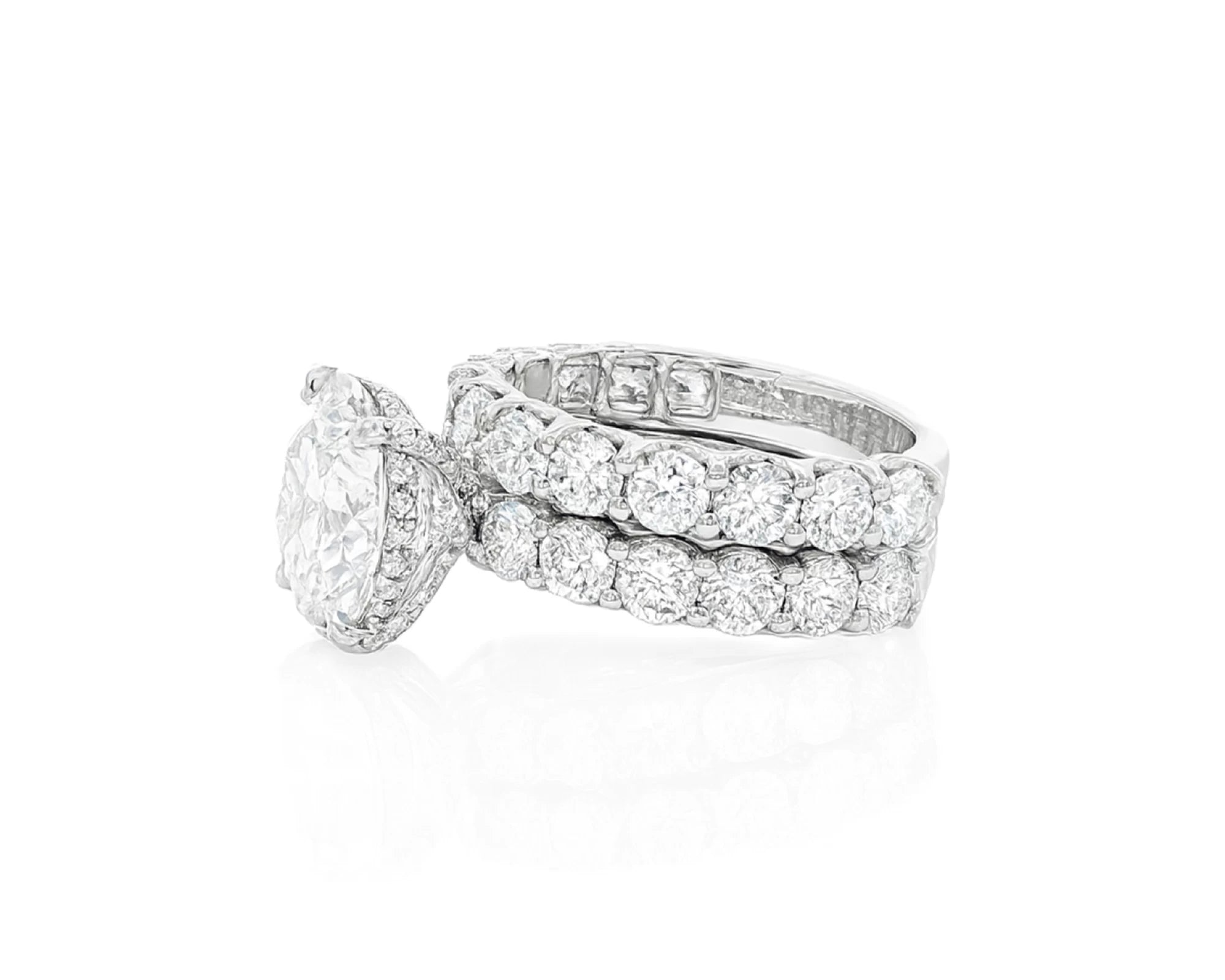 14k Gold Diamond Round Double Row Band Engagement Ring Set 7.53 CT – lifestyle 2161