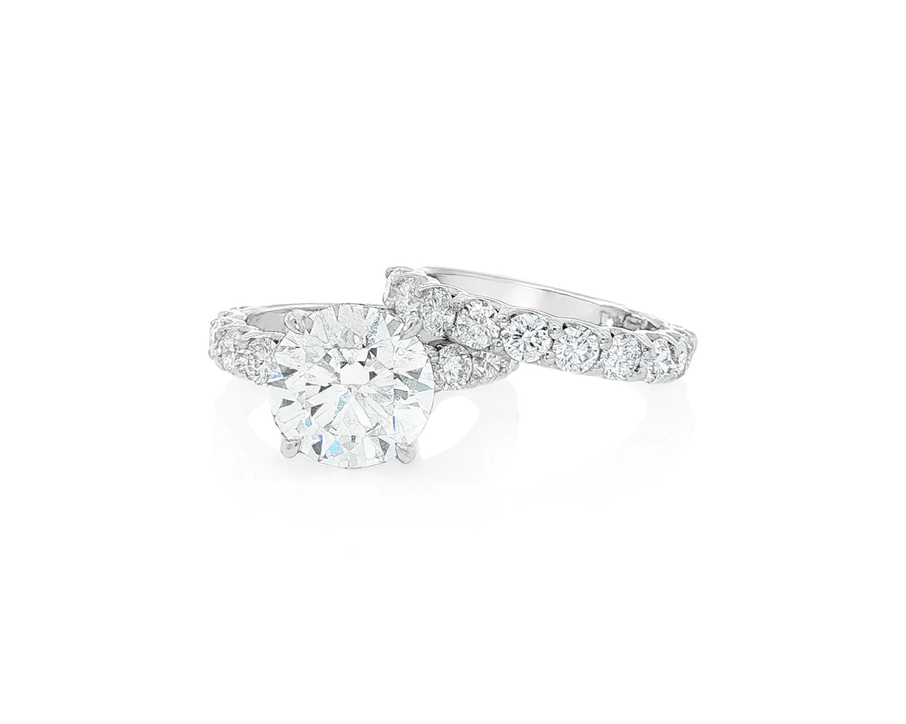 14k Gold Diamond Round Double Row Band Engagement Ring Set 7.53 CT – lifestyle 2165