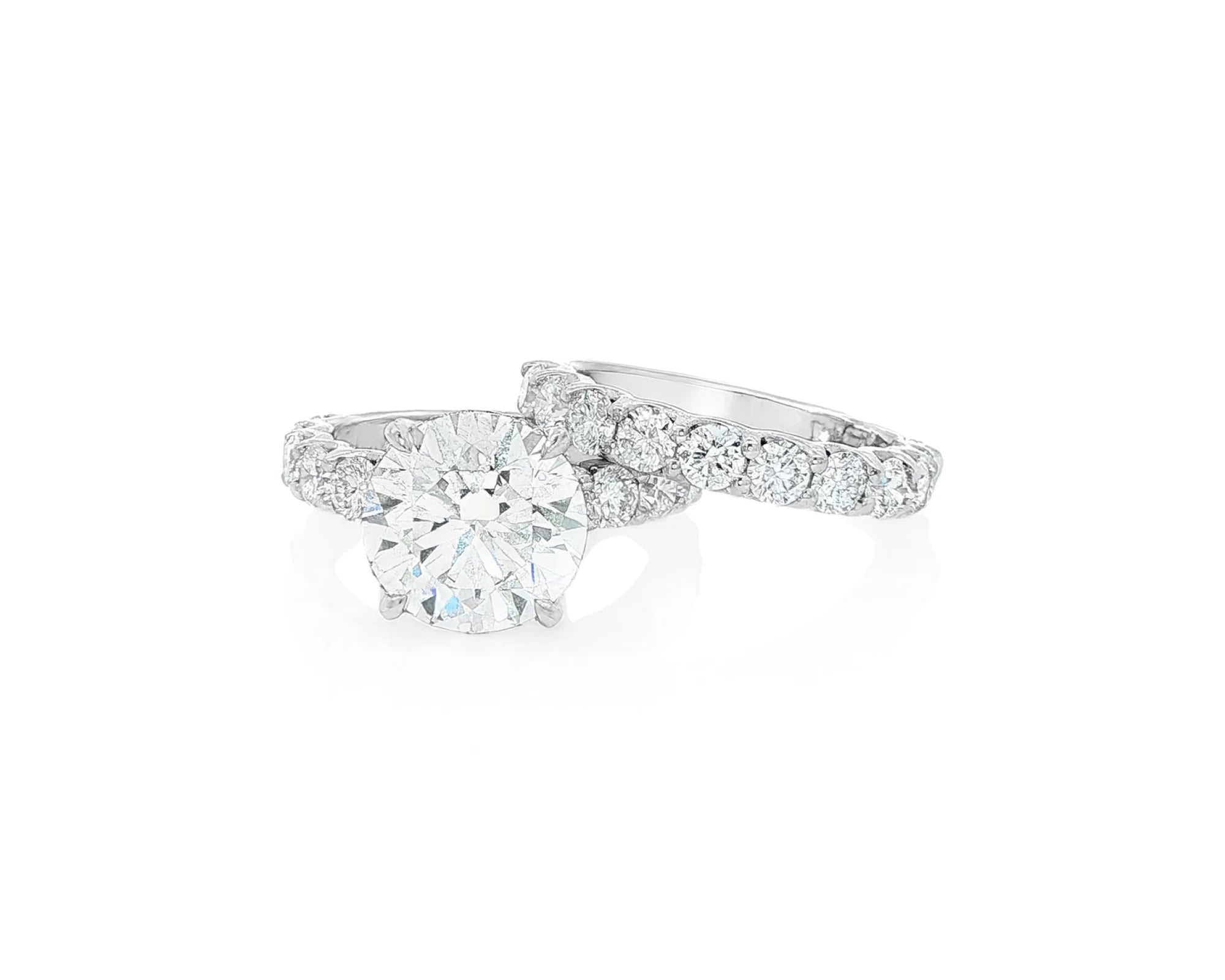 14k Gold Diamond Round Double Row Band Engagement Ring Set 7.53 CT – lifestyle 2165