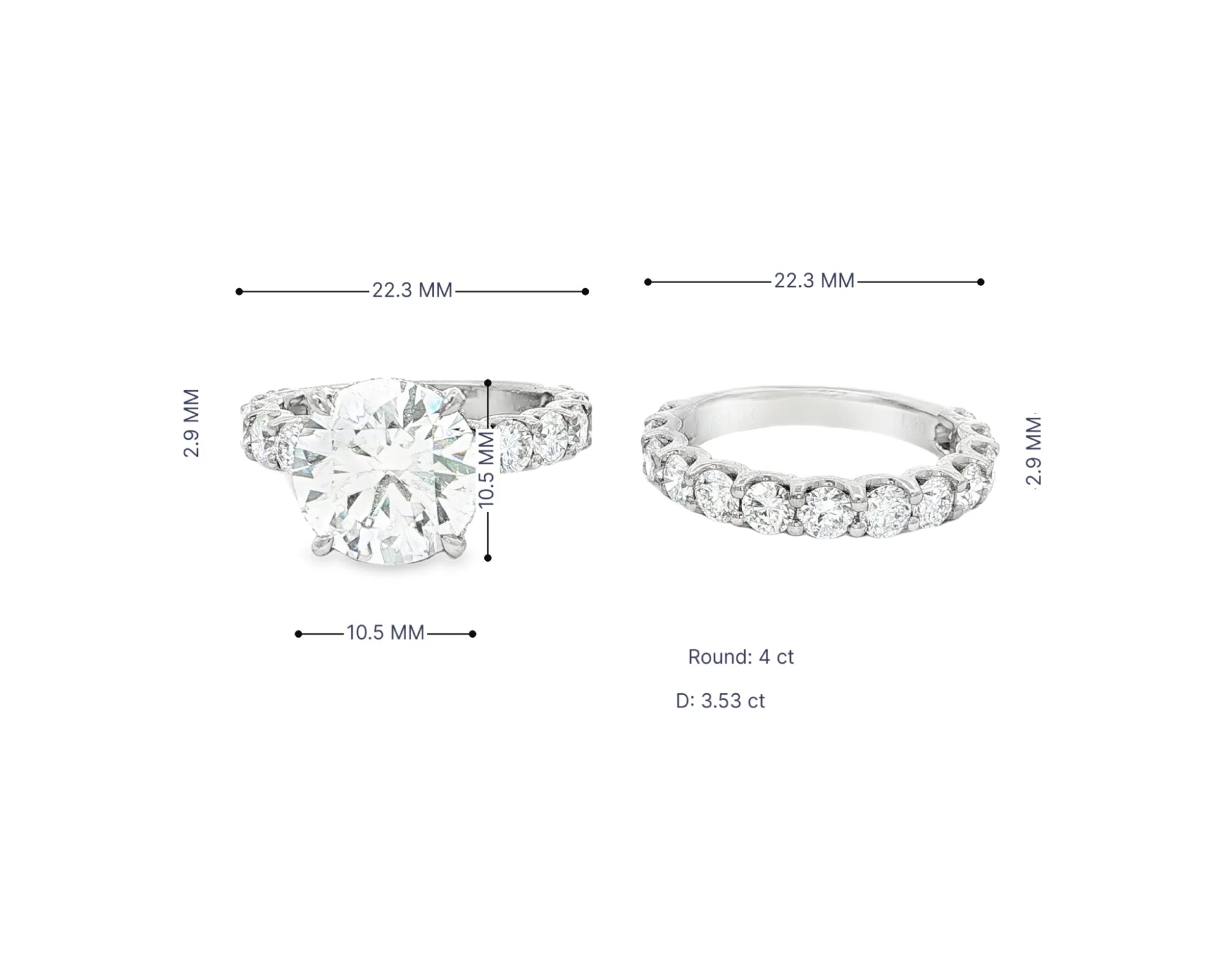 14k Gold Diamond Round Double Row Band Engagement Ring Set 7.53 CT – lifestyle 3075
