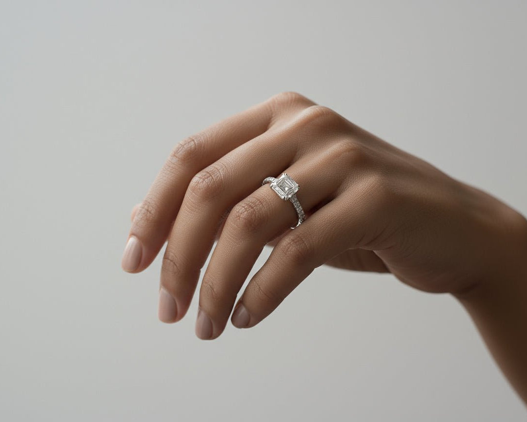 14k Gold Diamond Solitaire Ring with Emerald - Cut Center 2.62ct - AVI THE JEWELER