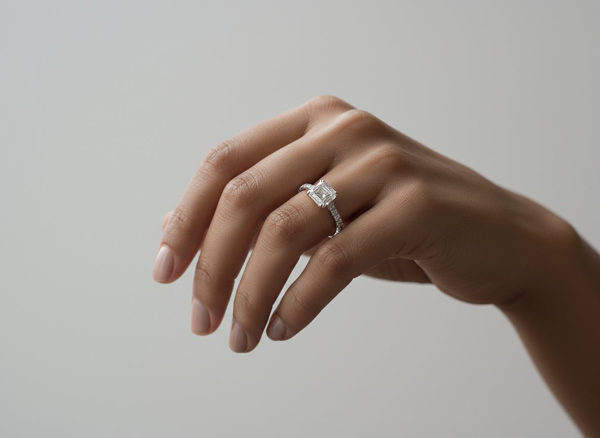 14k Gold Diamond Solitaire Ring with Emerald - Cut Center 2.62ct - AVI THE JEWELER