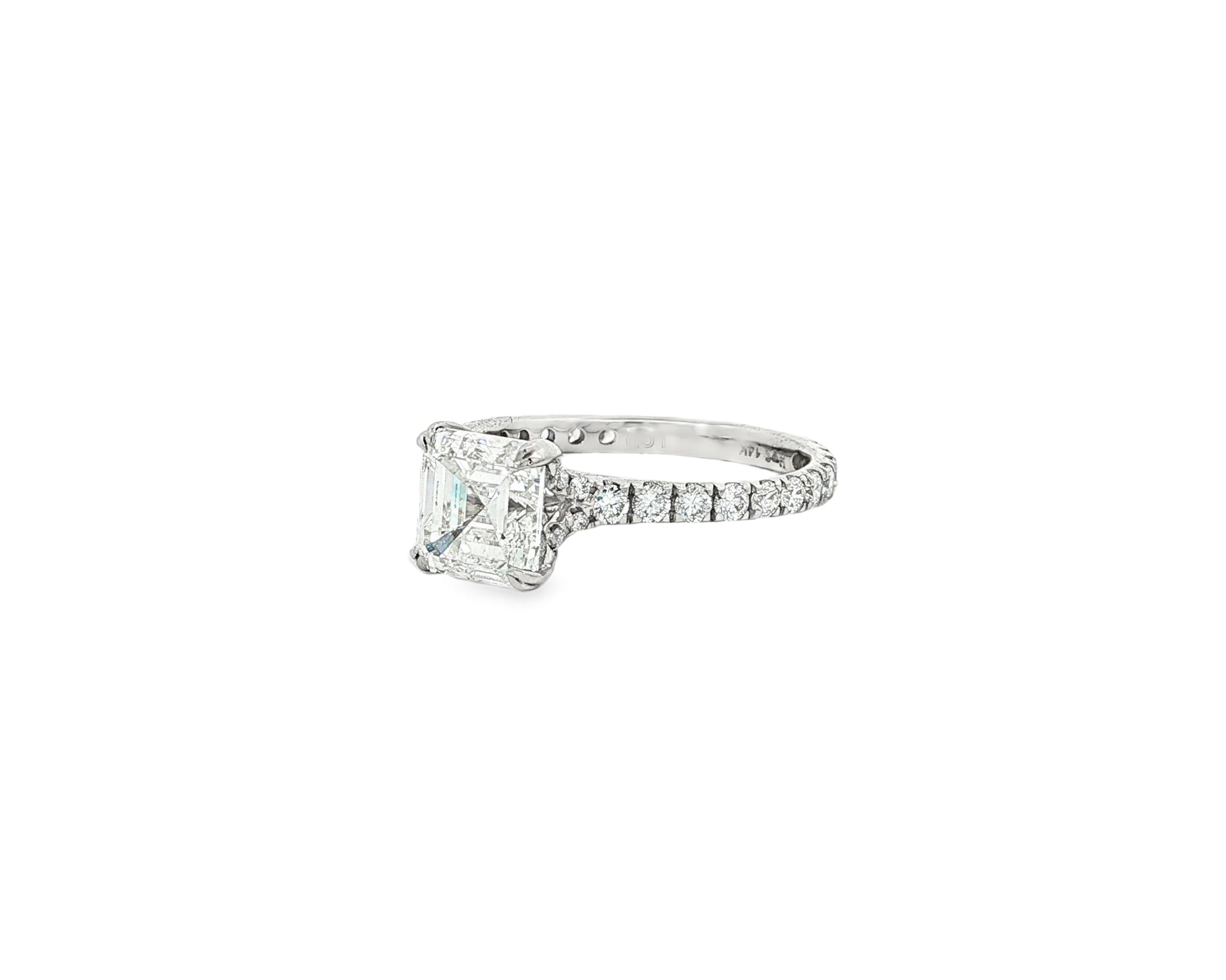14k Gold Diamond Solitaire Ring with Emerald - Cut Center 2.62ct - AVI THE JEWELER